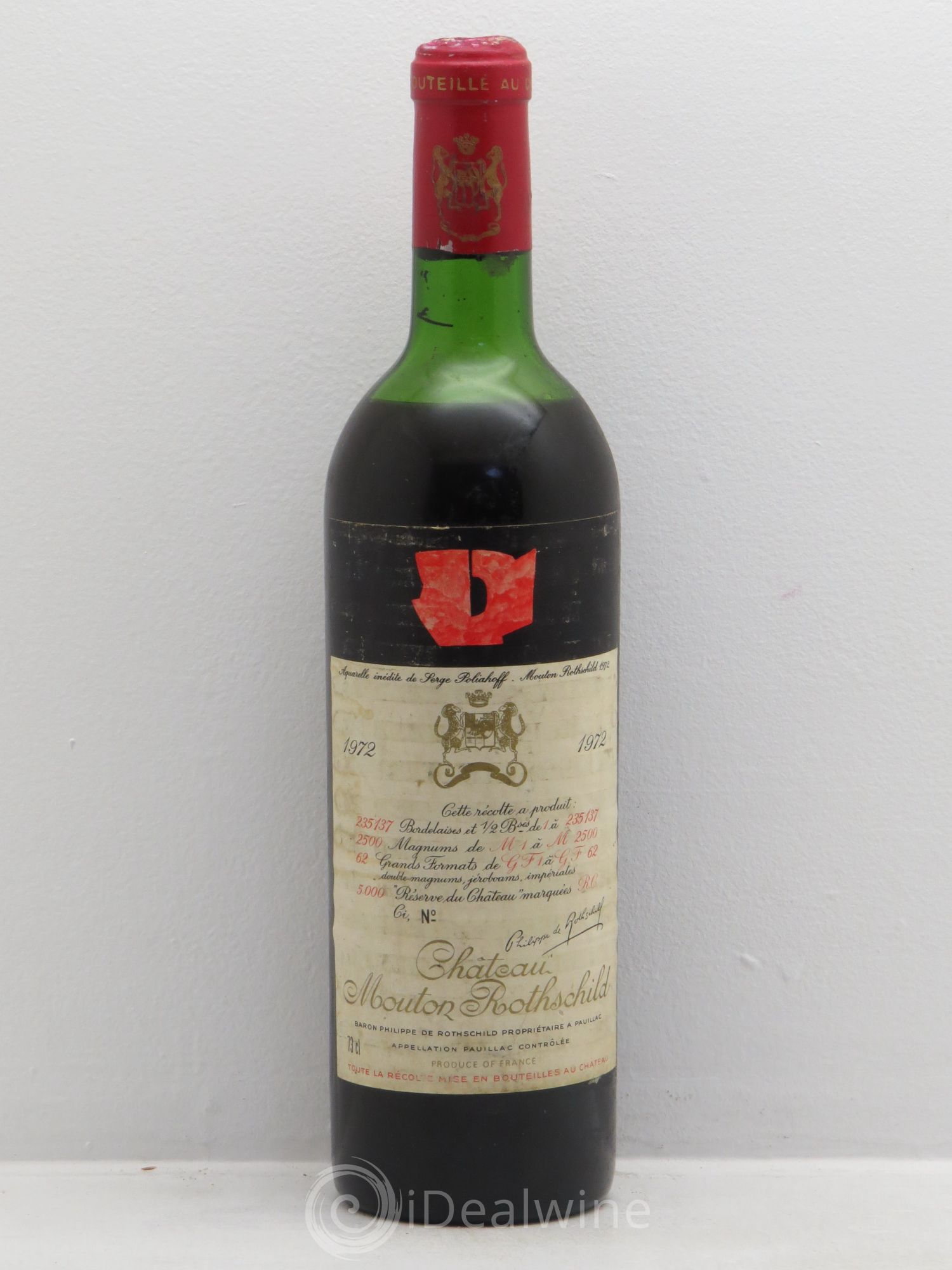 Château Mouton Rothschild 1er Grand Cru Classé 1972 - Lot de 1 bouteille - 0