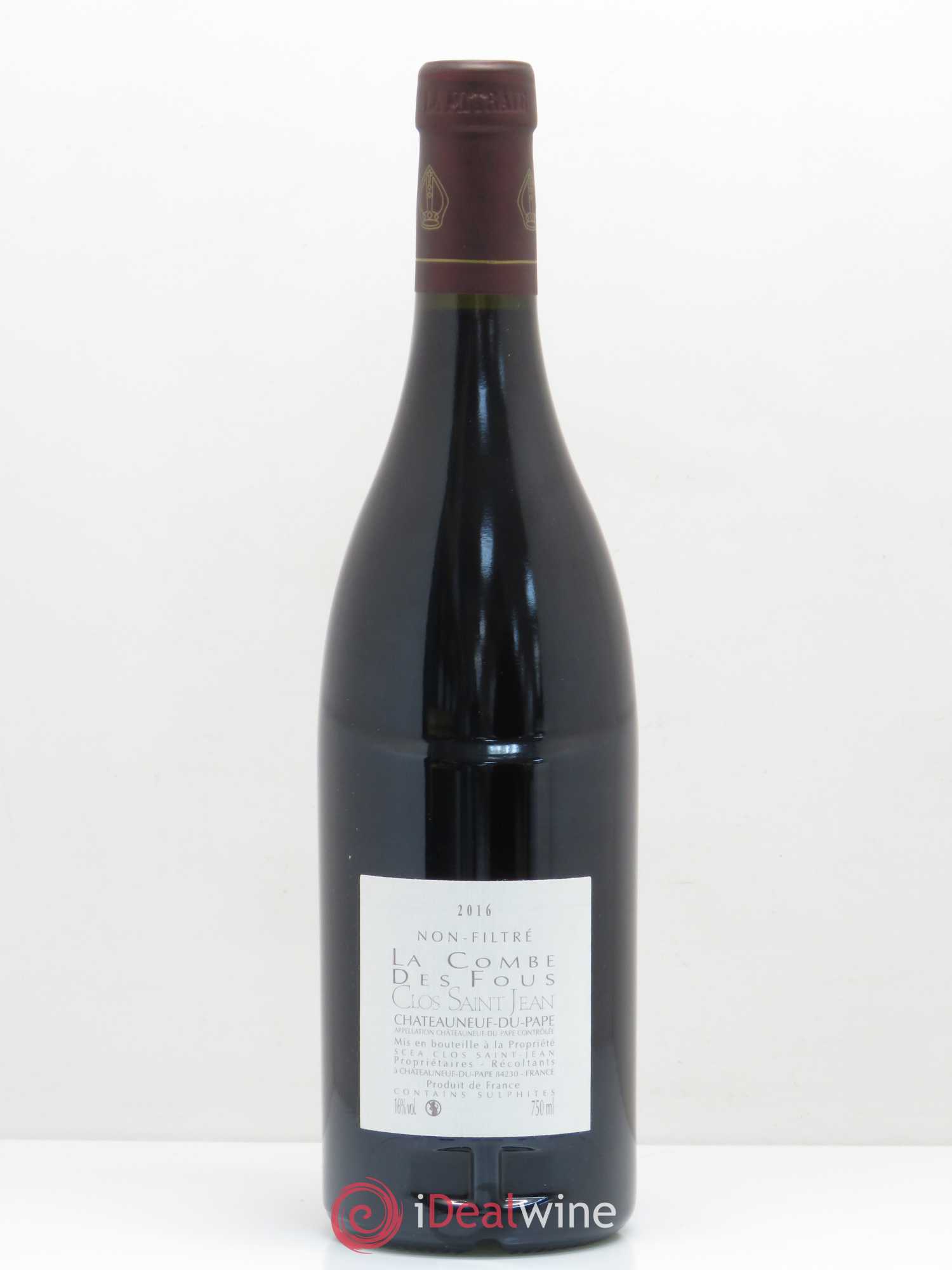 Châteauneuf-du-Pape Clos Saint-Jean La Combe des Fous Pascal et Vincent Maurel 2016 - Lot de 1 bouteille - 1