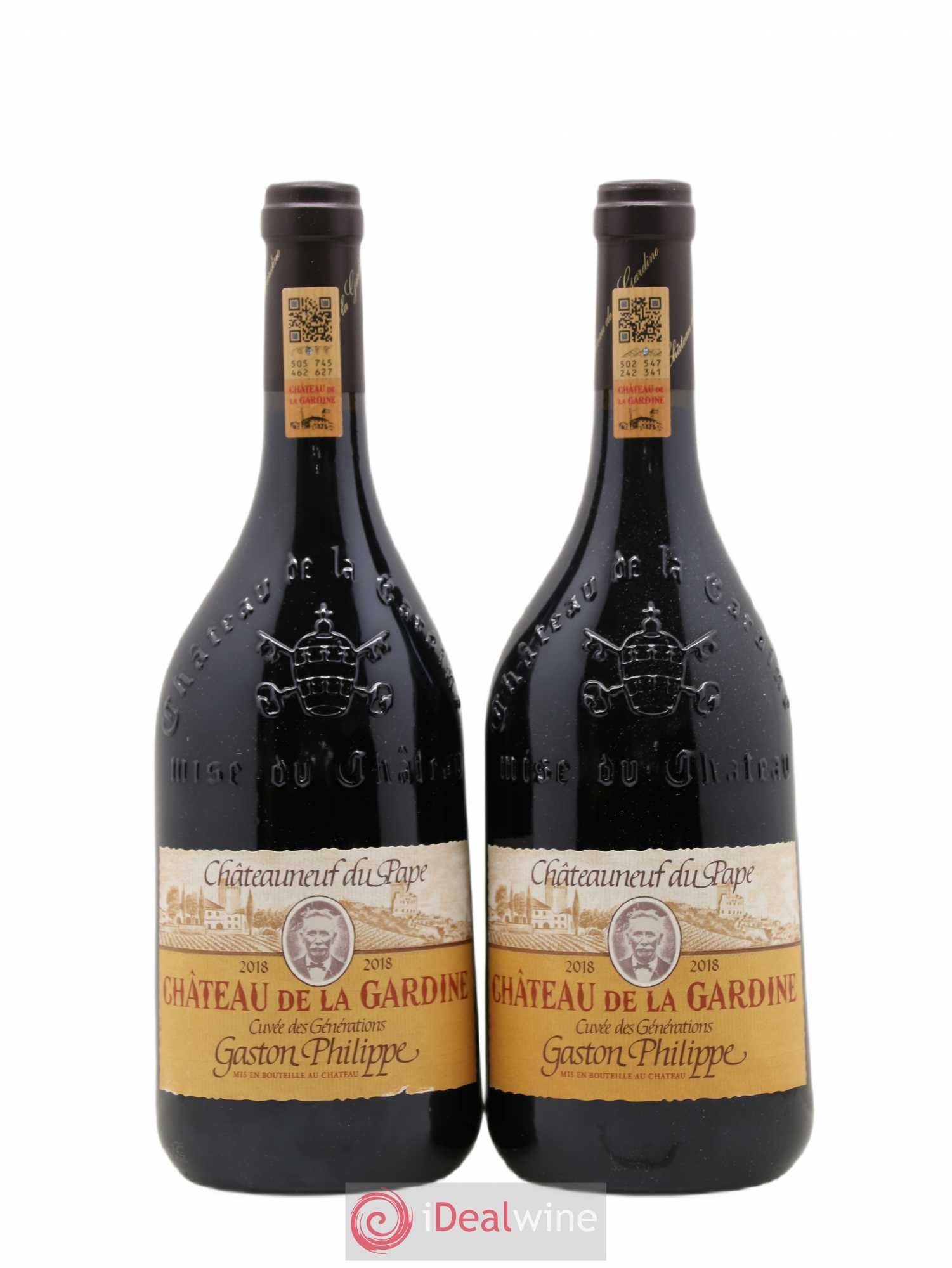 Châteauneuf-du-Pape Château de La Gardine Cuvée des Générations Gaston Philippe Famille Brunel 2018 - Lot de 2 bouteilles - 0