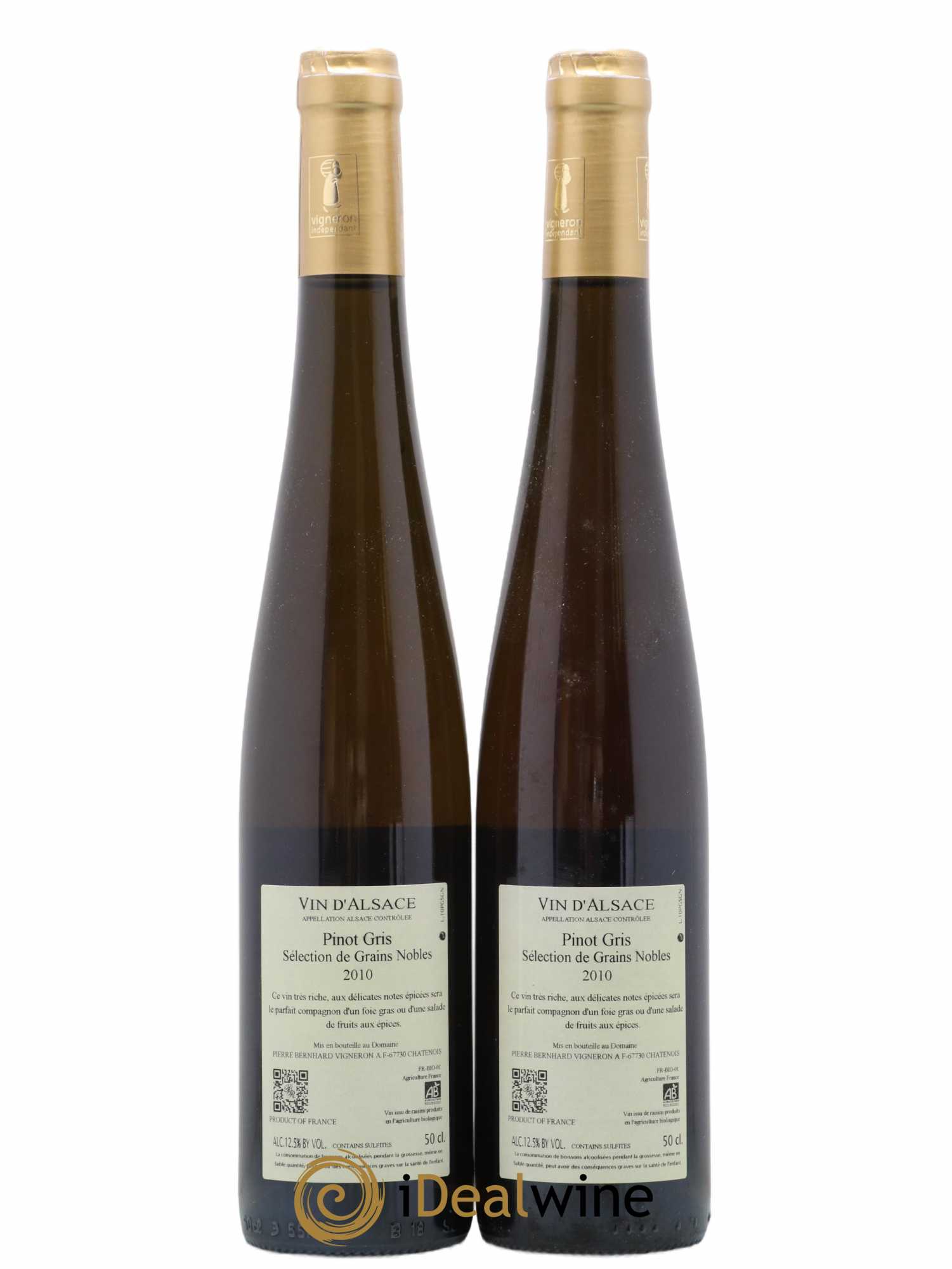 Alsace Pinot Gris Grains Nobles Berhnard & Reibel 50cl 2010 - Lot de 2 bouteilles - 1