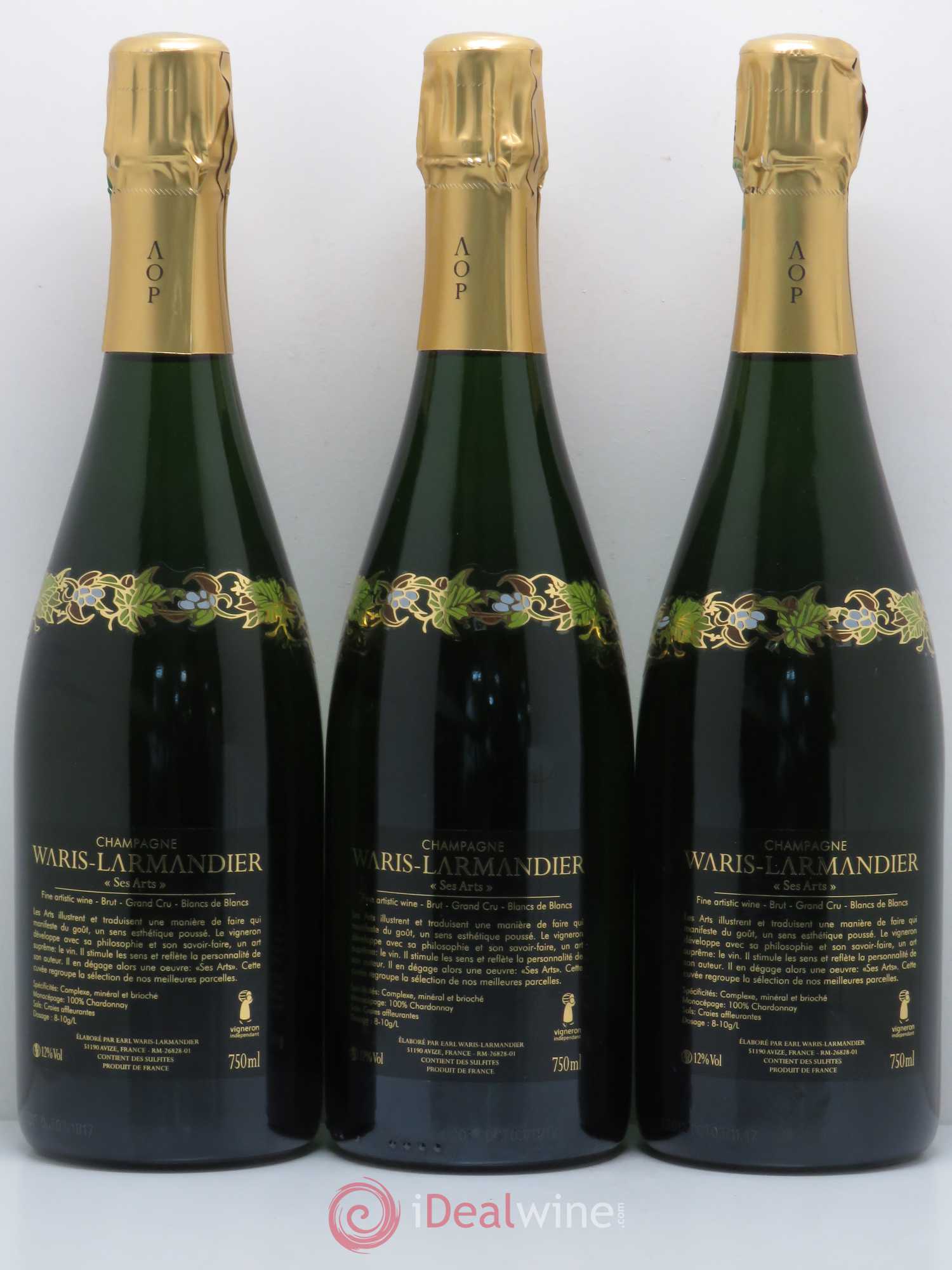 Champagne Ses Arts blanc de blancs WARIS LARMANDIER - Posten von 3 Flaschen - 1