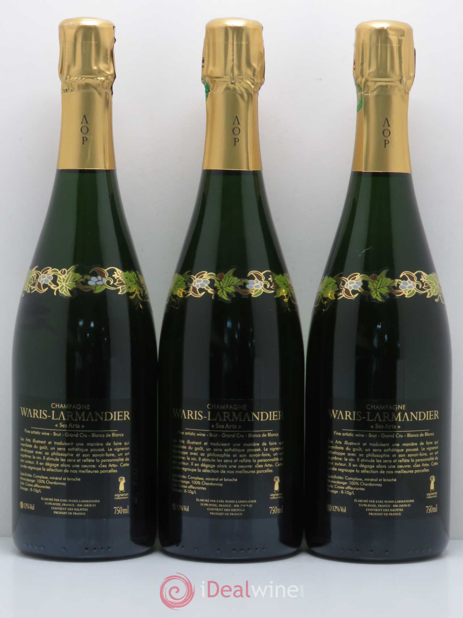 Champagne Ses Arts blanc de blancs WARIS LARMANDIER - Posten von 3 Flaschen - 1