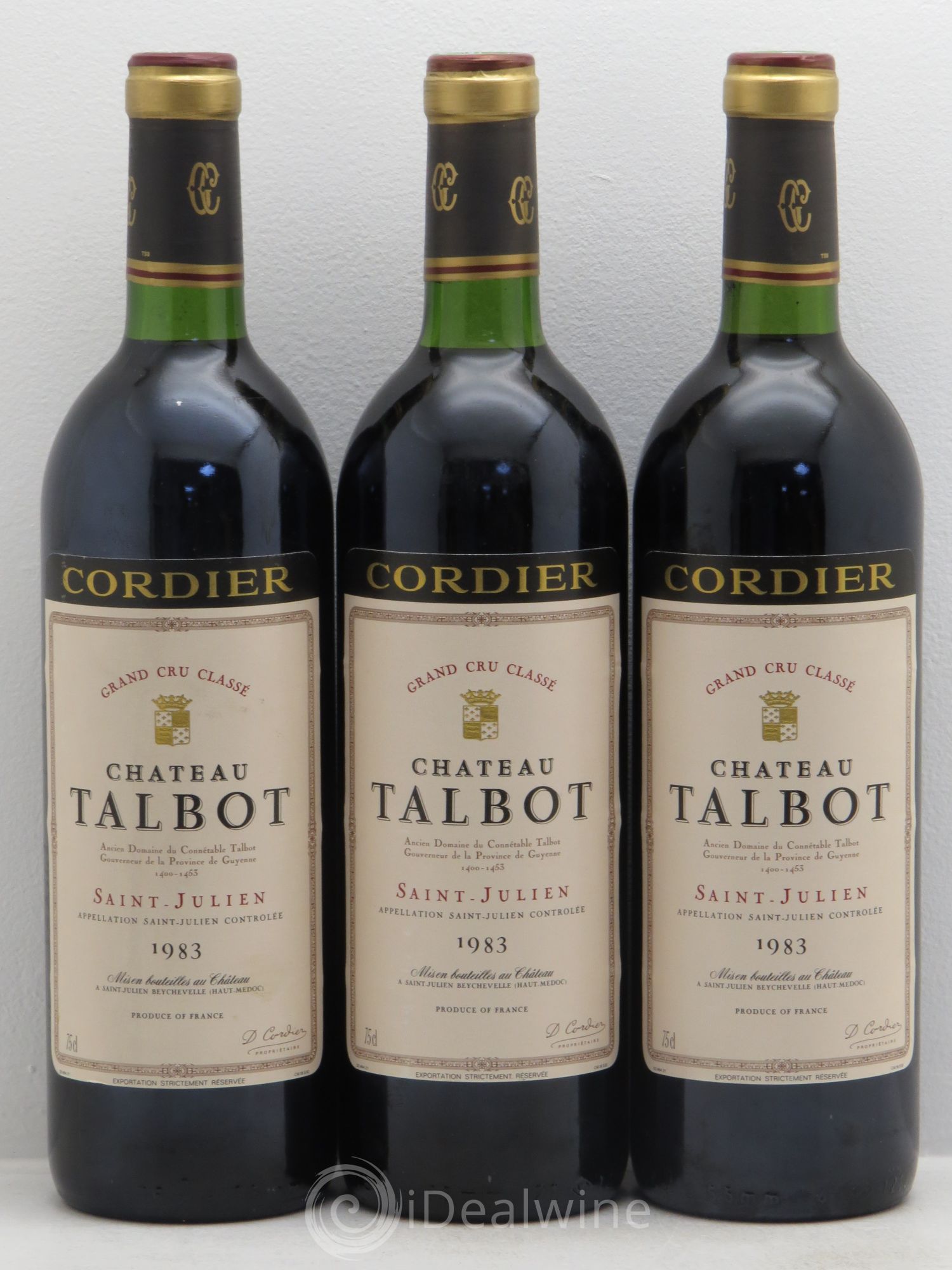 Château Talbot 4ème Grand Cru Classé 1983 - Lot de 3 bouteilles - 0