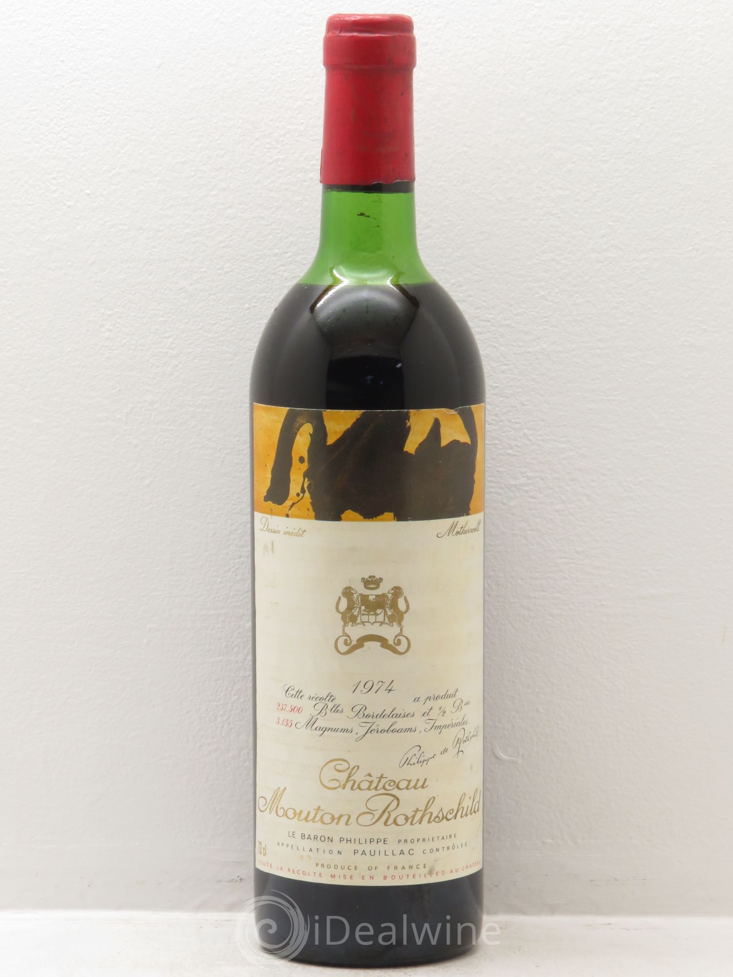 Château Mouton Rothschild 1er Grand Cru Classé 1974 - Lot de 1 bouteille - 0