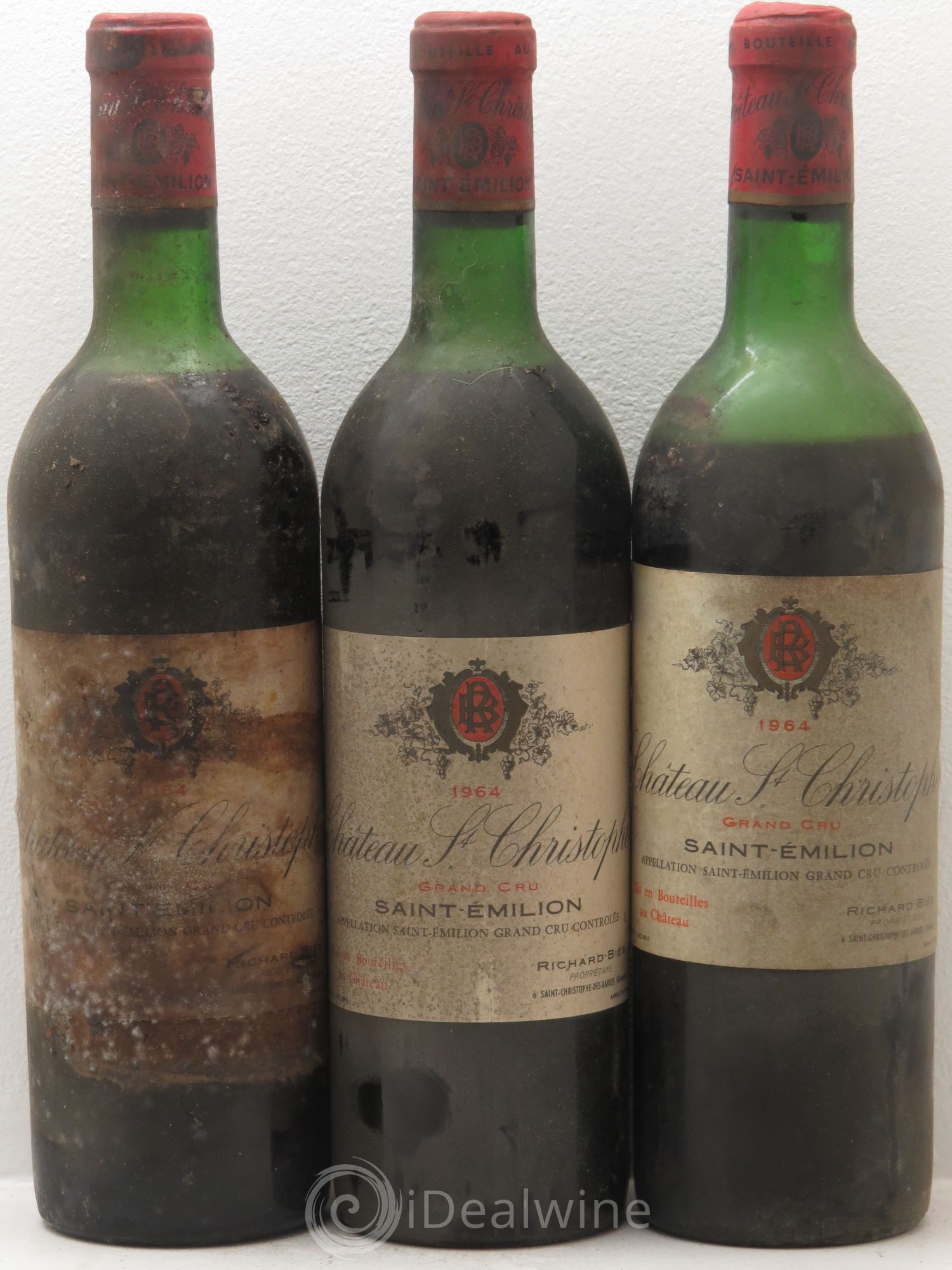 Saint-Émilion Château Saint Christophe 1964 - Lot de 3 bouteilles - 0