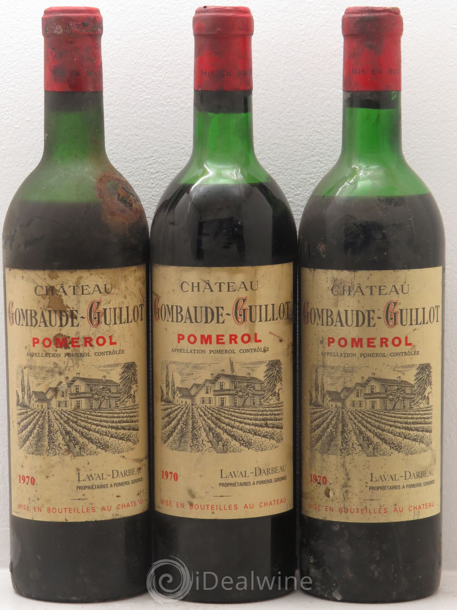 Château Gombaude Guillot 1970 - Lot de 3 bouteilles - 0