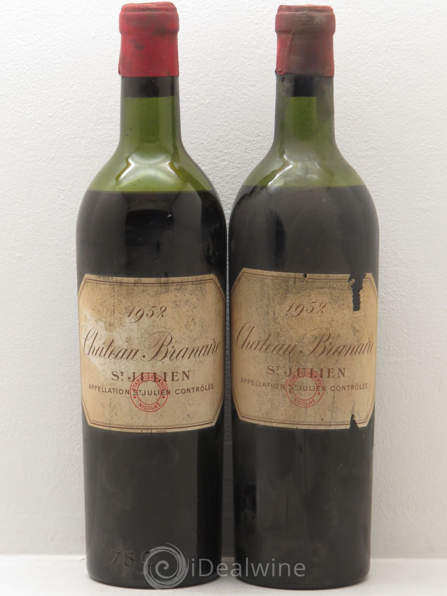 Château Branaire Ducru 4ème Grand Cru Classé 1952 - Lot de 2 bouteilles - 0