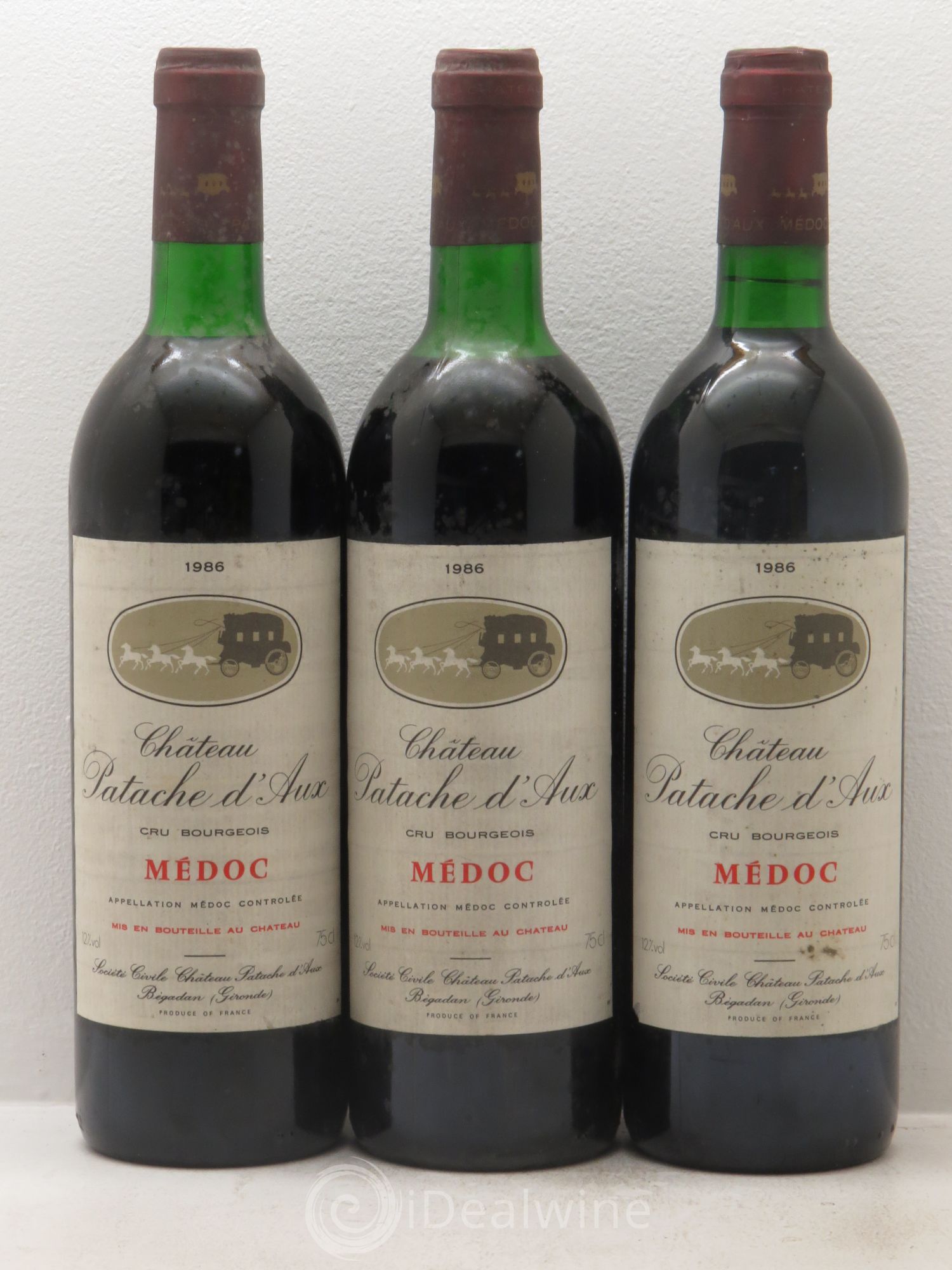 Château Patache d'Aux Cru Bourgeois 1986 - Lot de 3 bouteilles - 0
