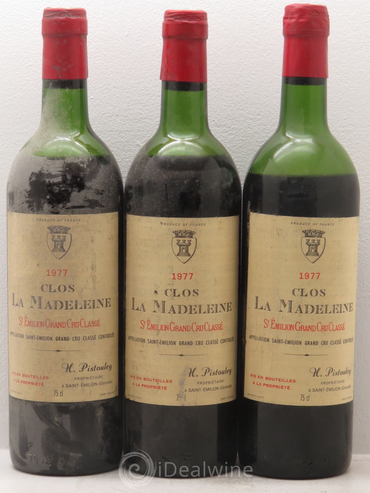 Clos la Madeleine Grand Cru Classé 1977 - Lot de 3 bouteilles - 0