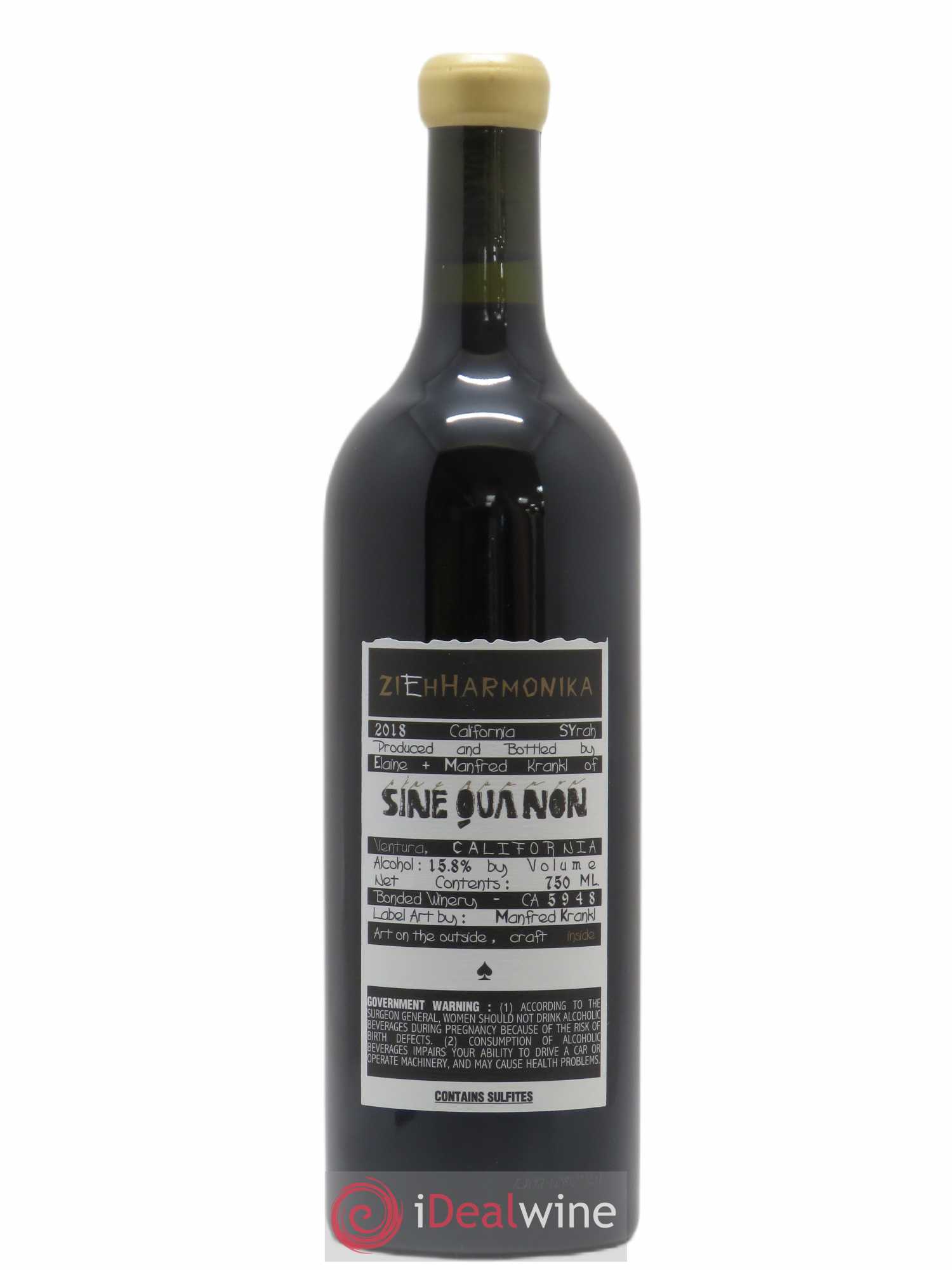 USA Sine Qua Non Syrah ZiEhHarmonika 2018 - Posten von 1 Flasche - 1
