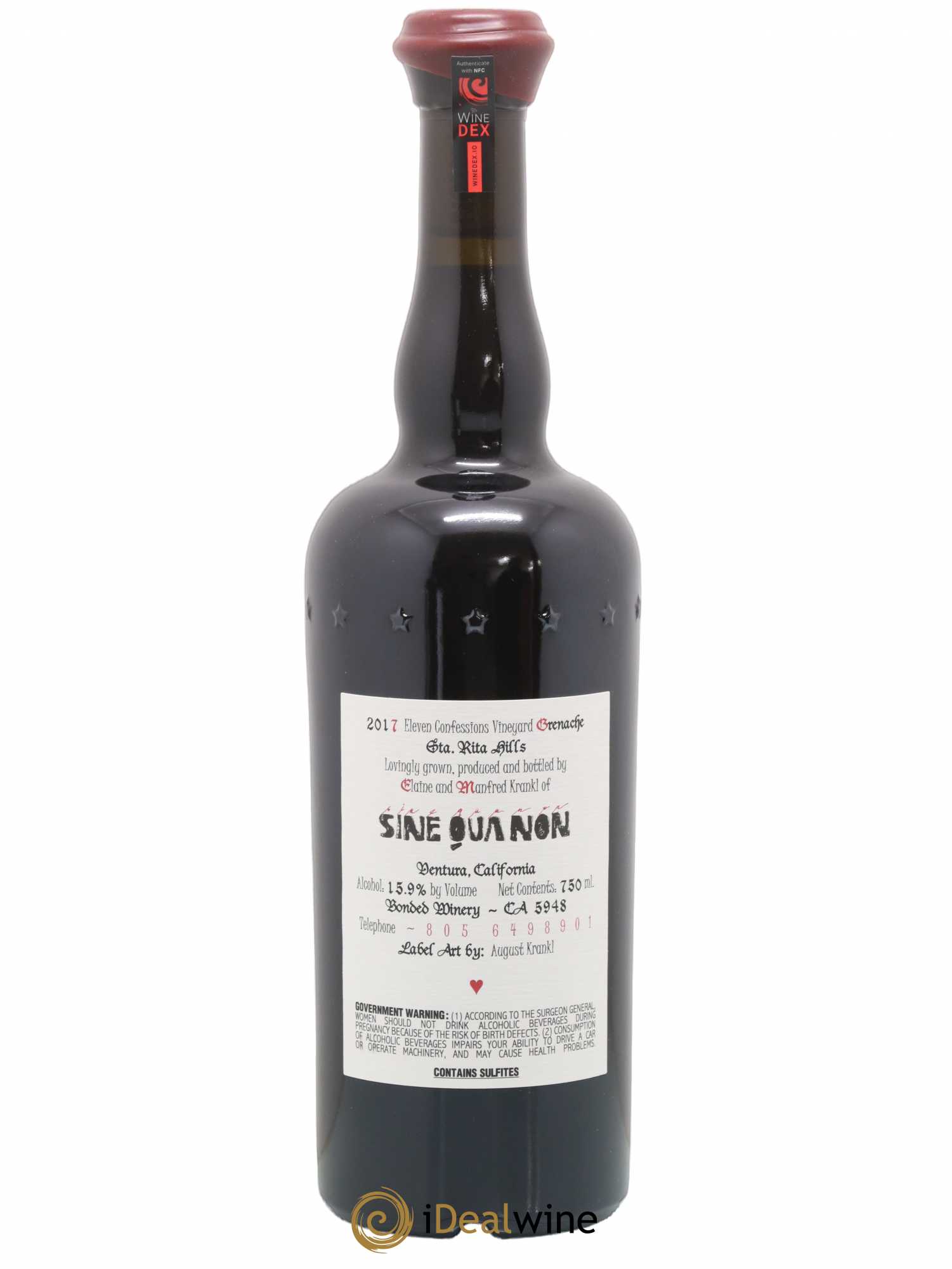Santa Barbara Sine Qua Non Eleven Confessions Grenache M Manfred Krankl 2017 - Lot de 1 bouteille - 1