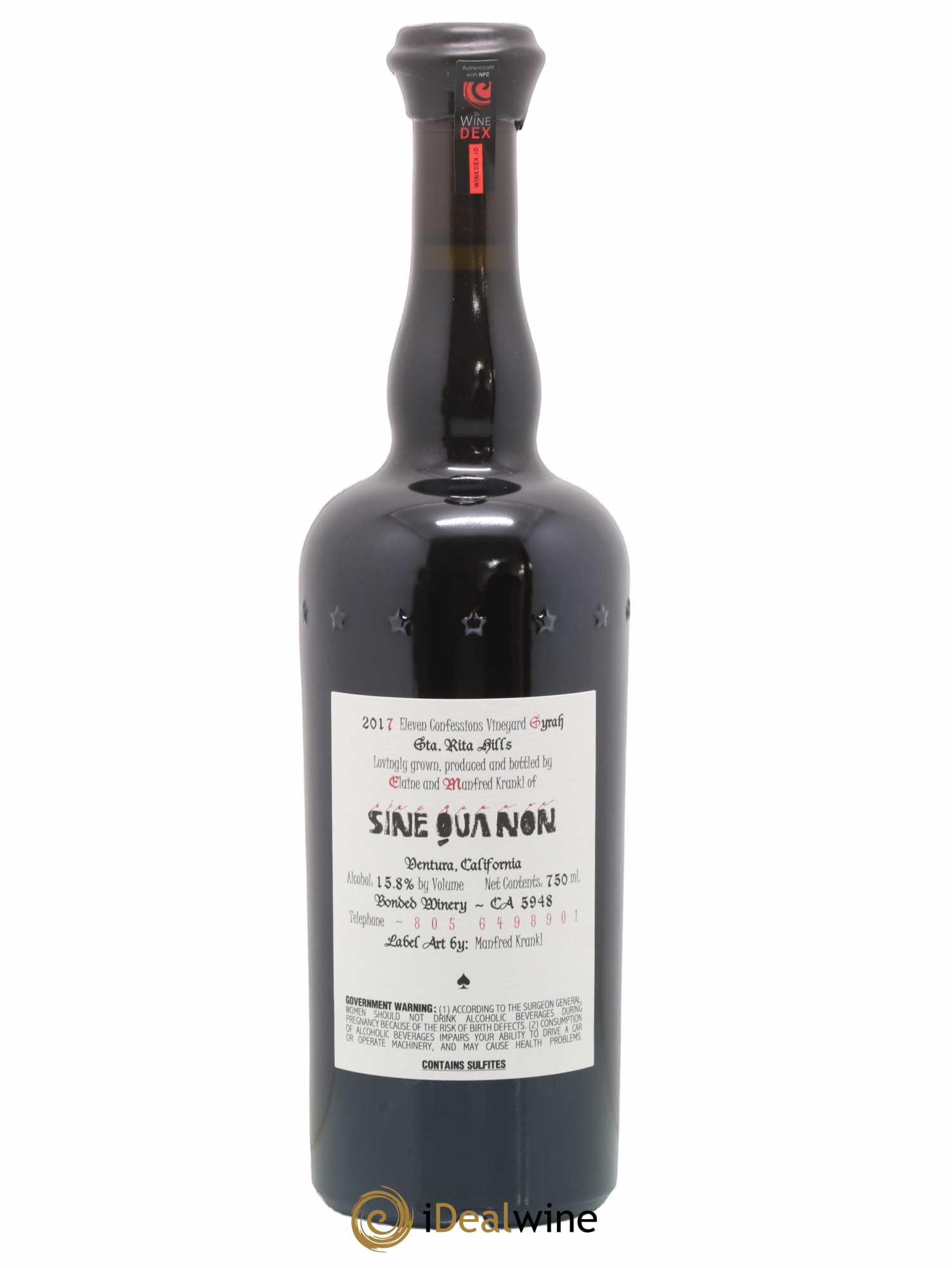 Santa Barbara Sine Qua Non Eleven Confession Syrah E Manfred Krankl 2017 - Lot de 1 bouteille - 1
