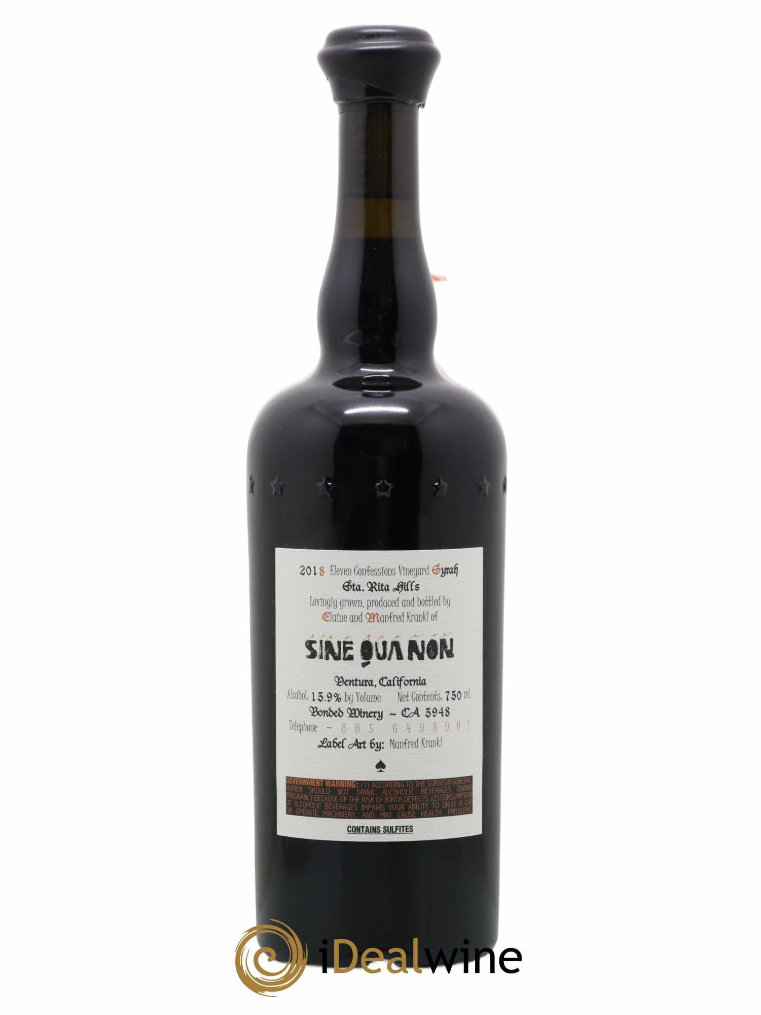 Santa Barbara Sine Qua Non Eleven Confession Syrah E Manfred Krankl 2018 - Posten von 1 Flasche - 1