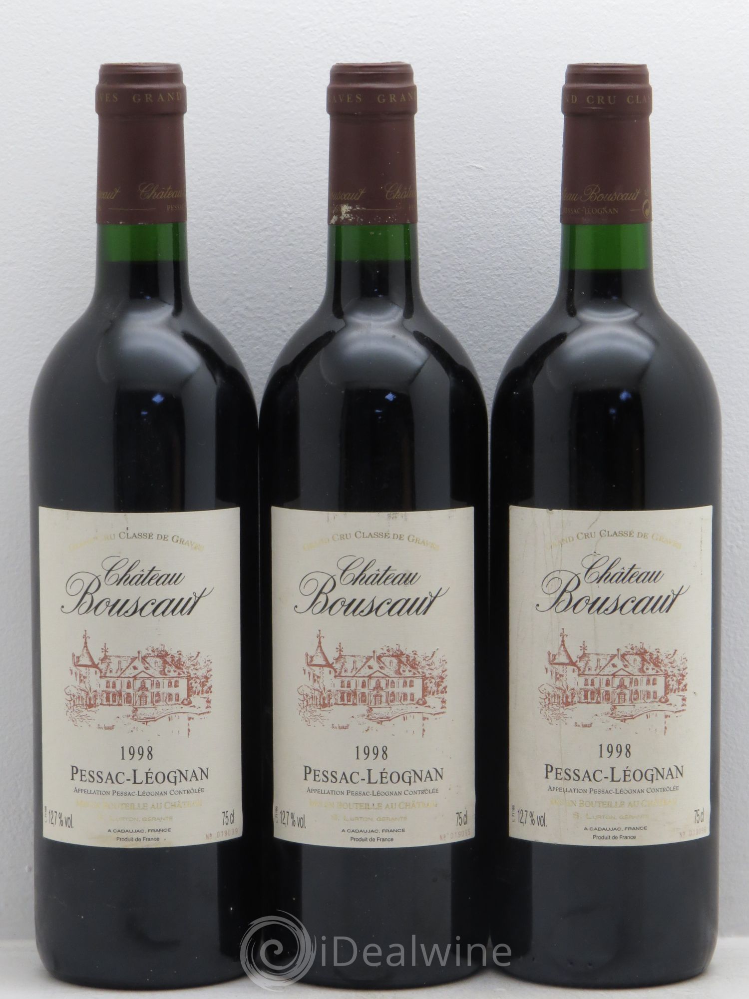 Château Bouscaut Cru Classé de Graves 1998 - Lot de 3 bouteilles - 0