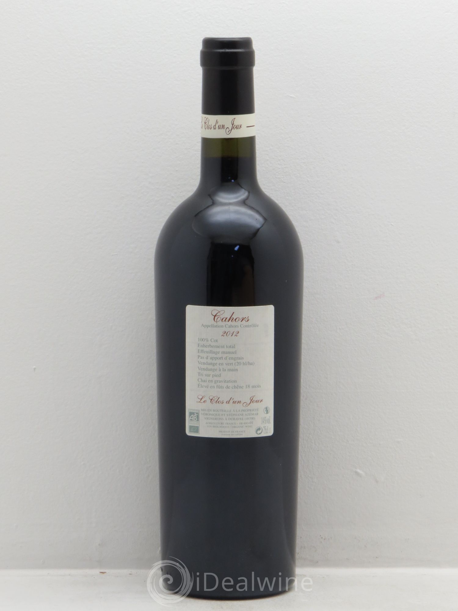 Cahors Le Clos d'un jour un jour 2012 - Posten von 1 Flasche - 1