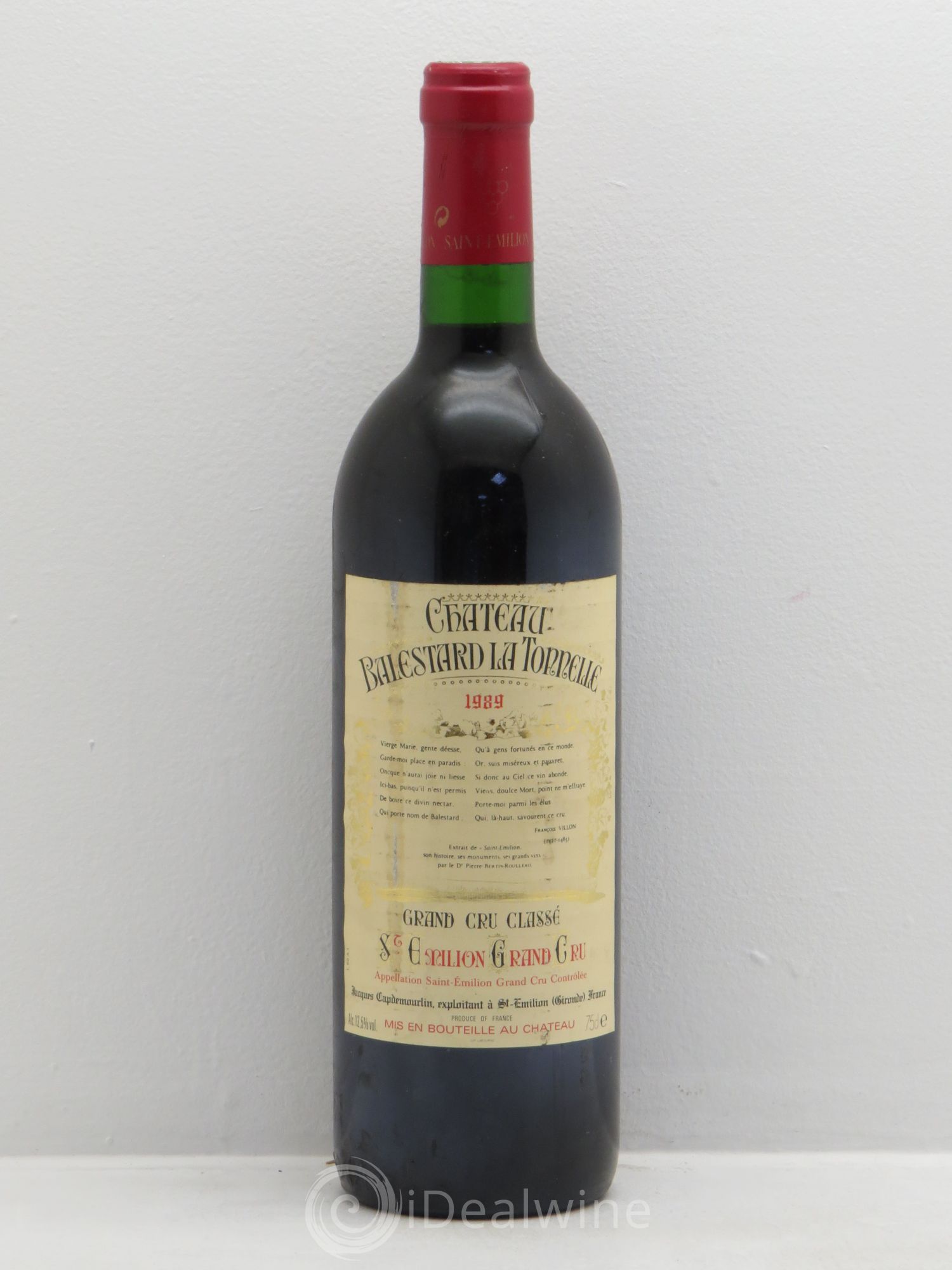 Saint-Émilion Château Ballestard La Tonelle (sans prix de réserve) 1989 - Posten von 1 Flasche - 0