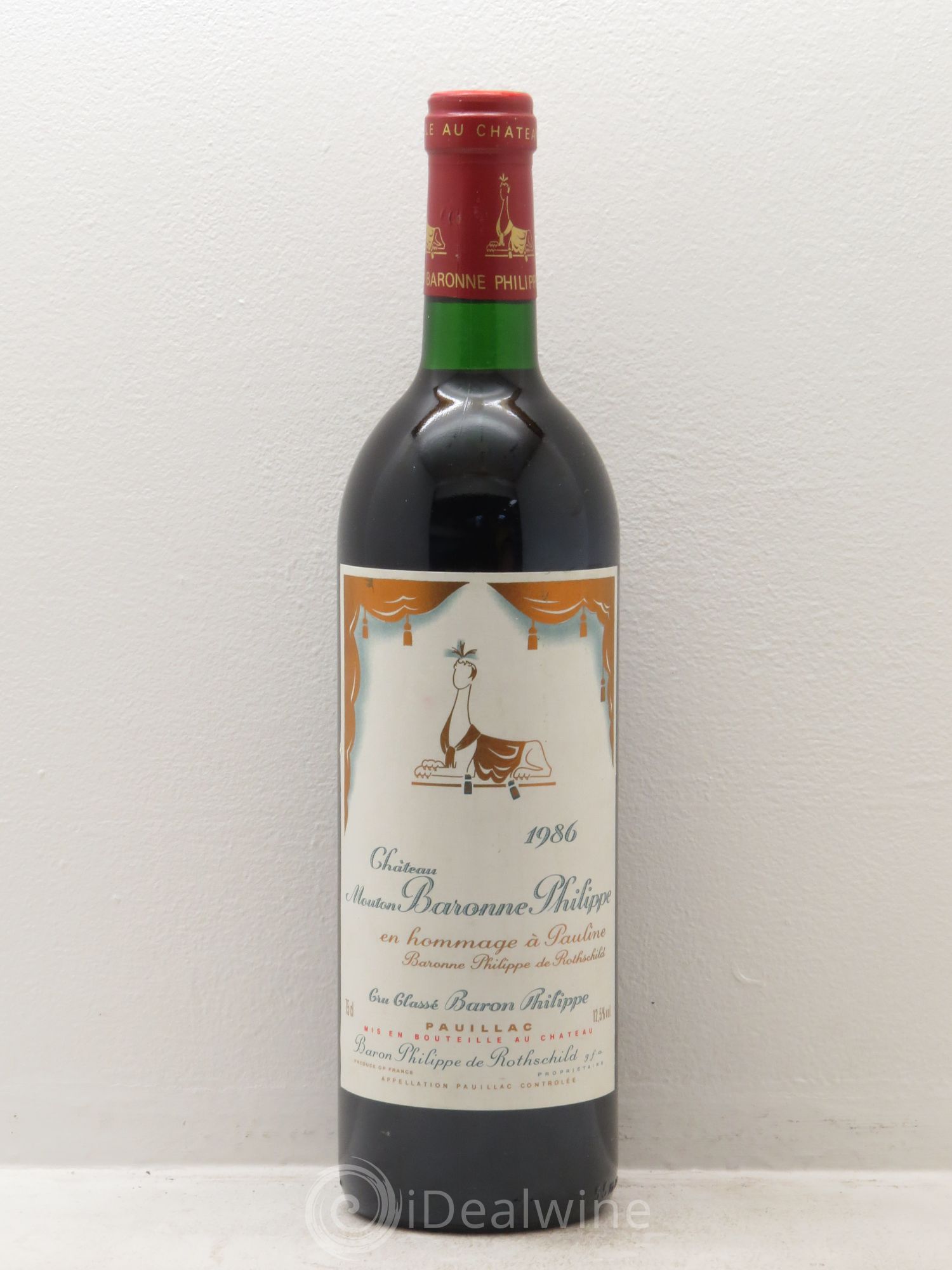 Château d' Armailhac - Mouton Baron(ne) Philippe 5ème Grand Cru Classé 1986 - Lot de 1 bouteille - 0