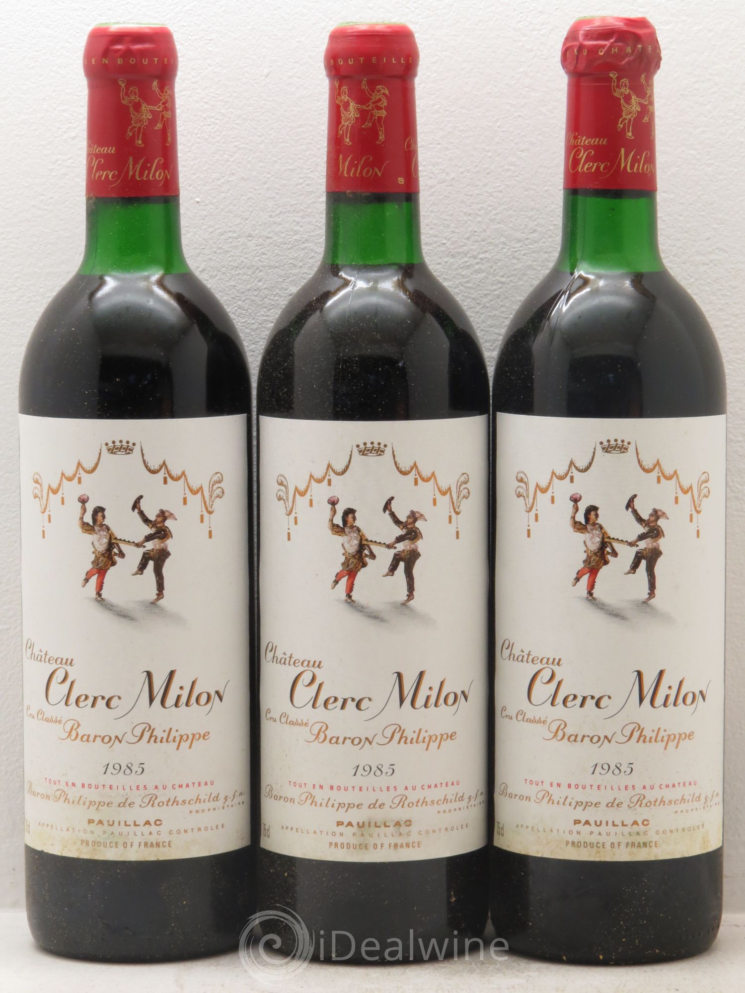 Château Clerc Milon 5ème Grand Cru Classé 1985 - Lot de 3 bouteilles - 0