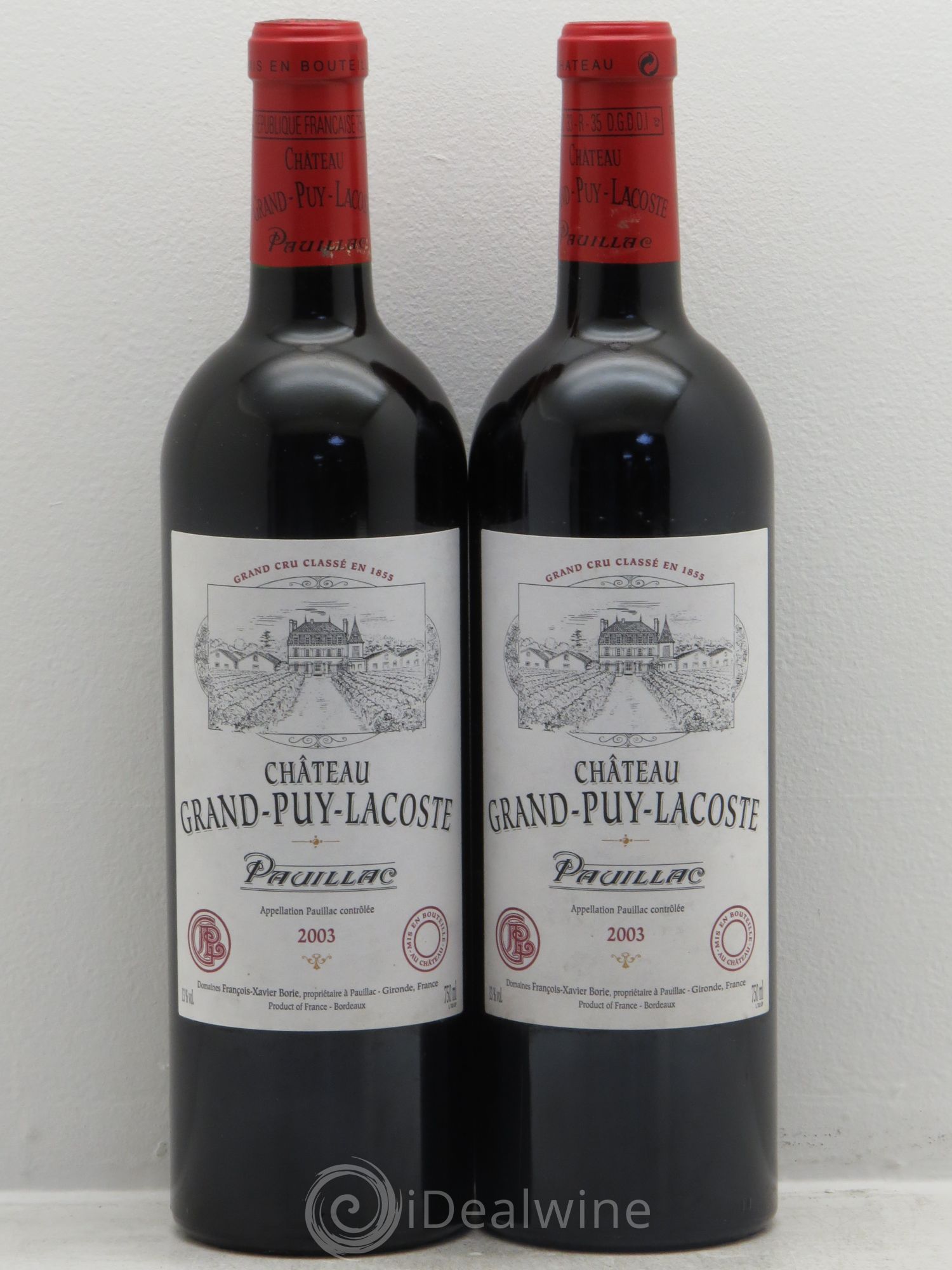 Château Grand Puy Lacoste 5ème Grand Cru Classé 2003 - Lot de 2 bouteilles - 0