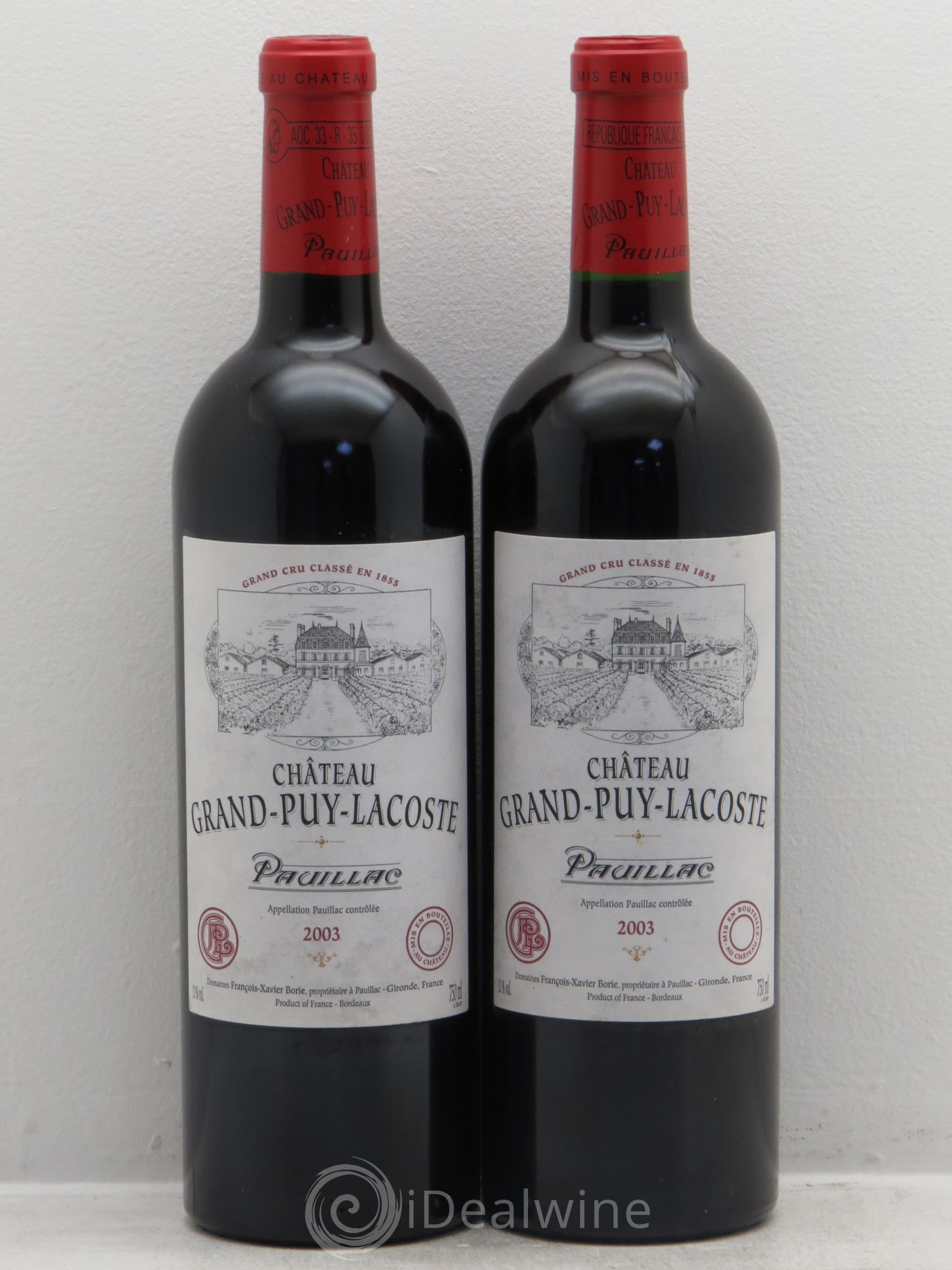 Château Grand Puy Lacoste 5ème Grand Cru Classé 2003 - Lot de 2 bouteilles - 0