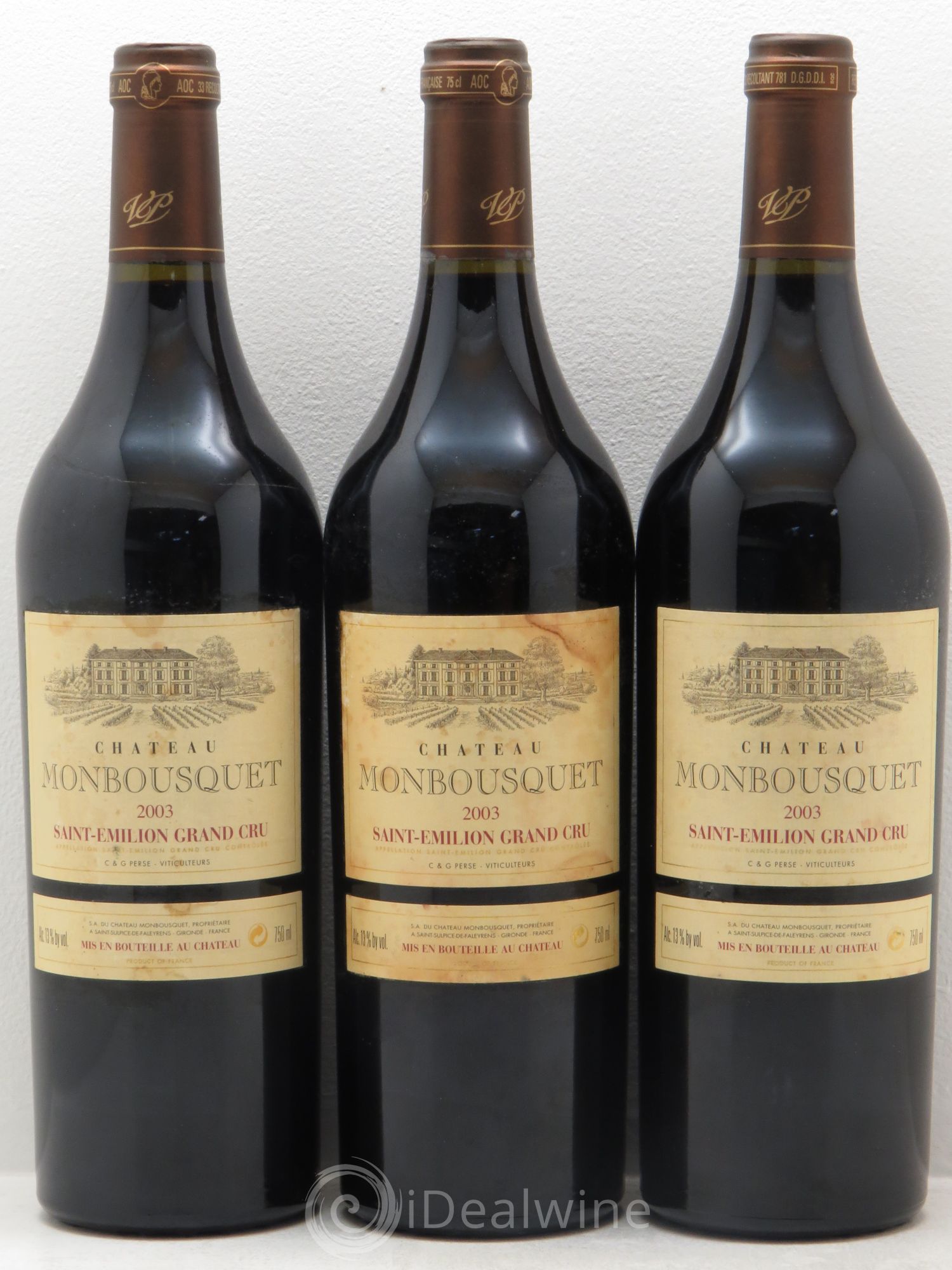 Château Monbousquet Grand Cru Classé 2003 - Lot de 3 bouteilles - 0