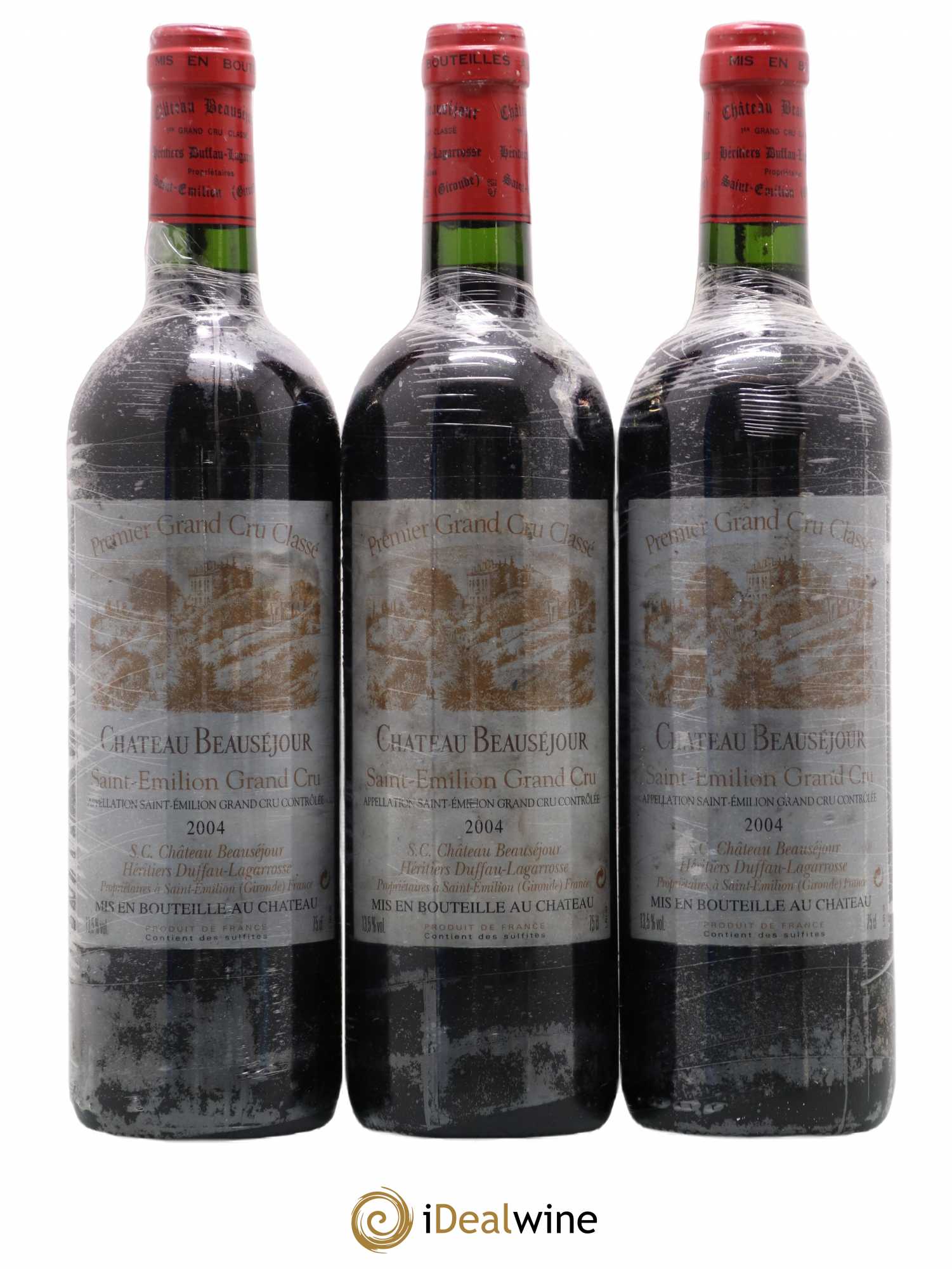 Château Beauséjour (Duffau-Lagarrosse) 1er Grand Cru Classé B 2004 - Lot de 3 bouteilles - 0