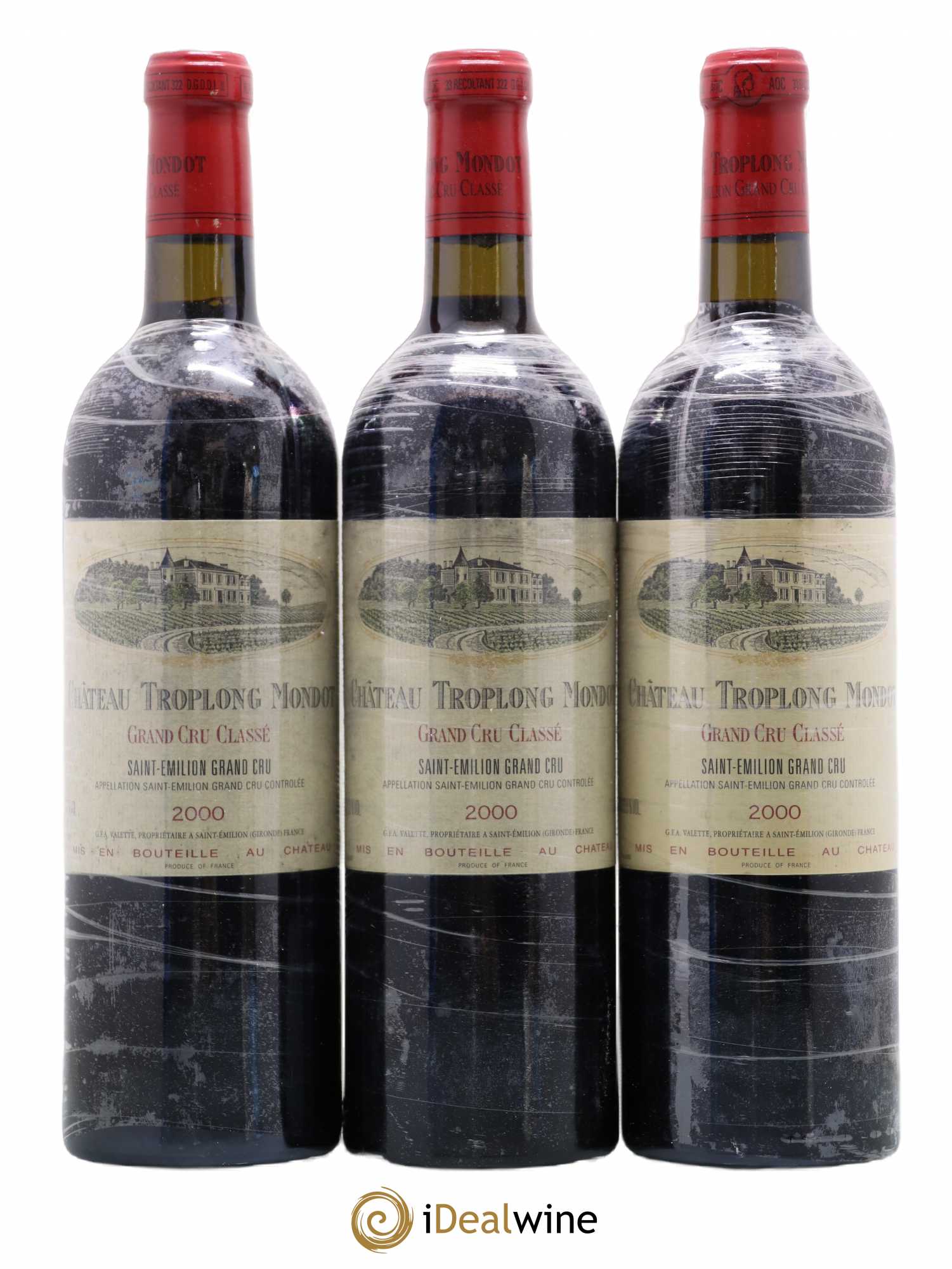 Château Troplong Mondot 1er Grand Cru Classé B 2000 - Lot de 3 bouteilles - 0