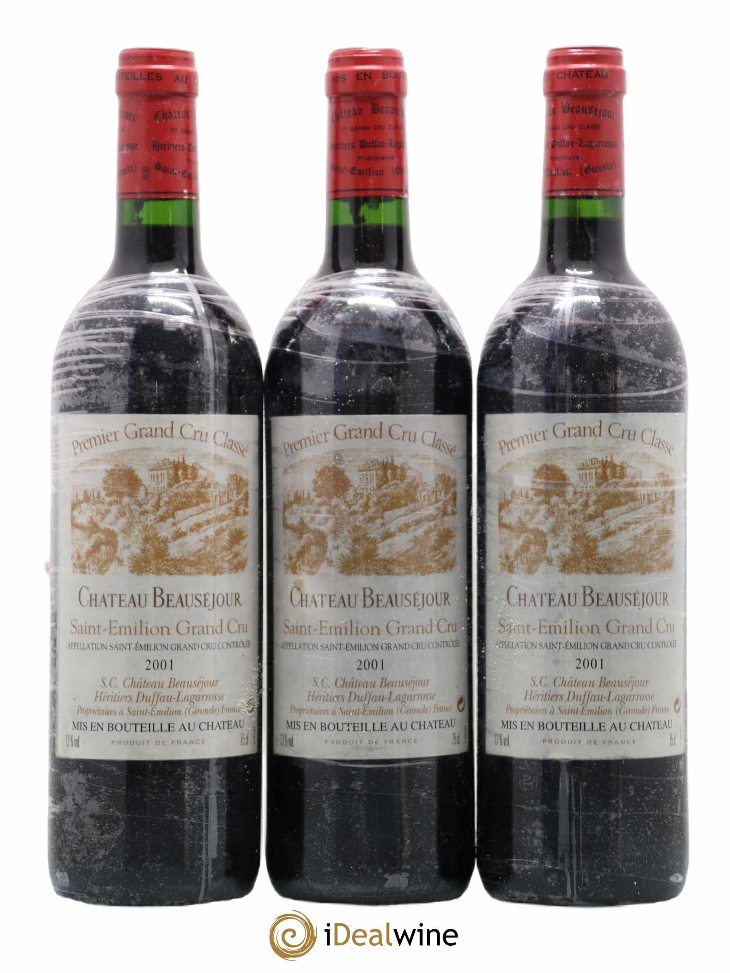 Château Beauséjour (Duffau-Lagarrosse) 1er Grand Cru Classé B 2001 - Lot de 3 bouteilles - 0