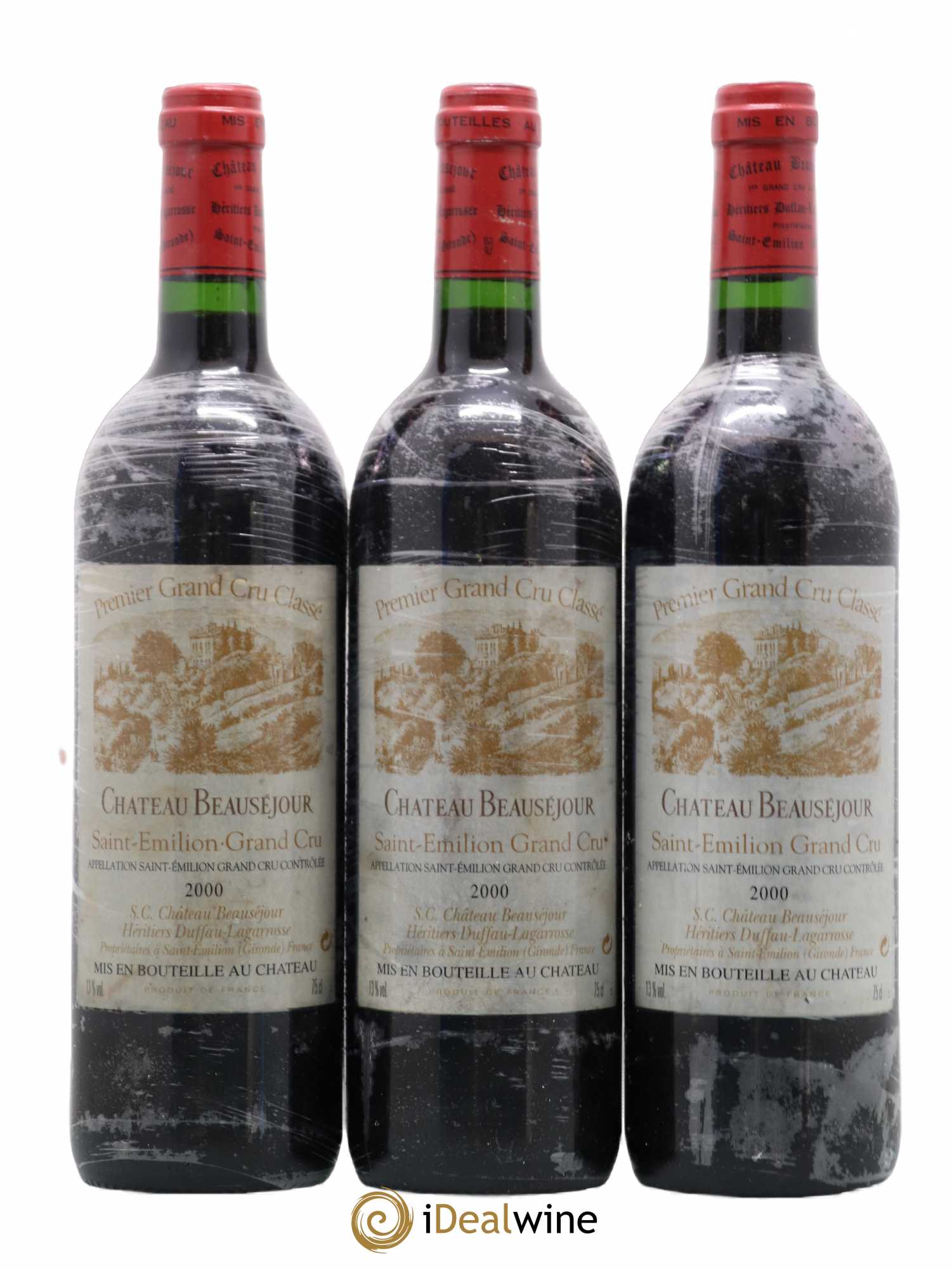 Château Beauséjour (Duffau-Lagarrosse) 1er Grand Cru Classé B 2000 - Lot de 3 bouteilles - 0
