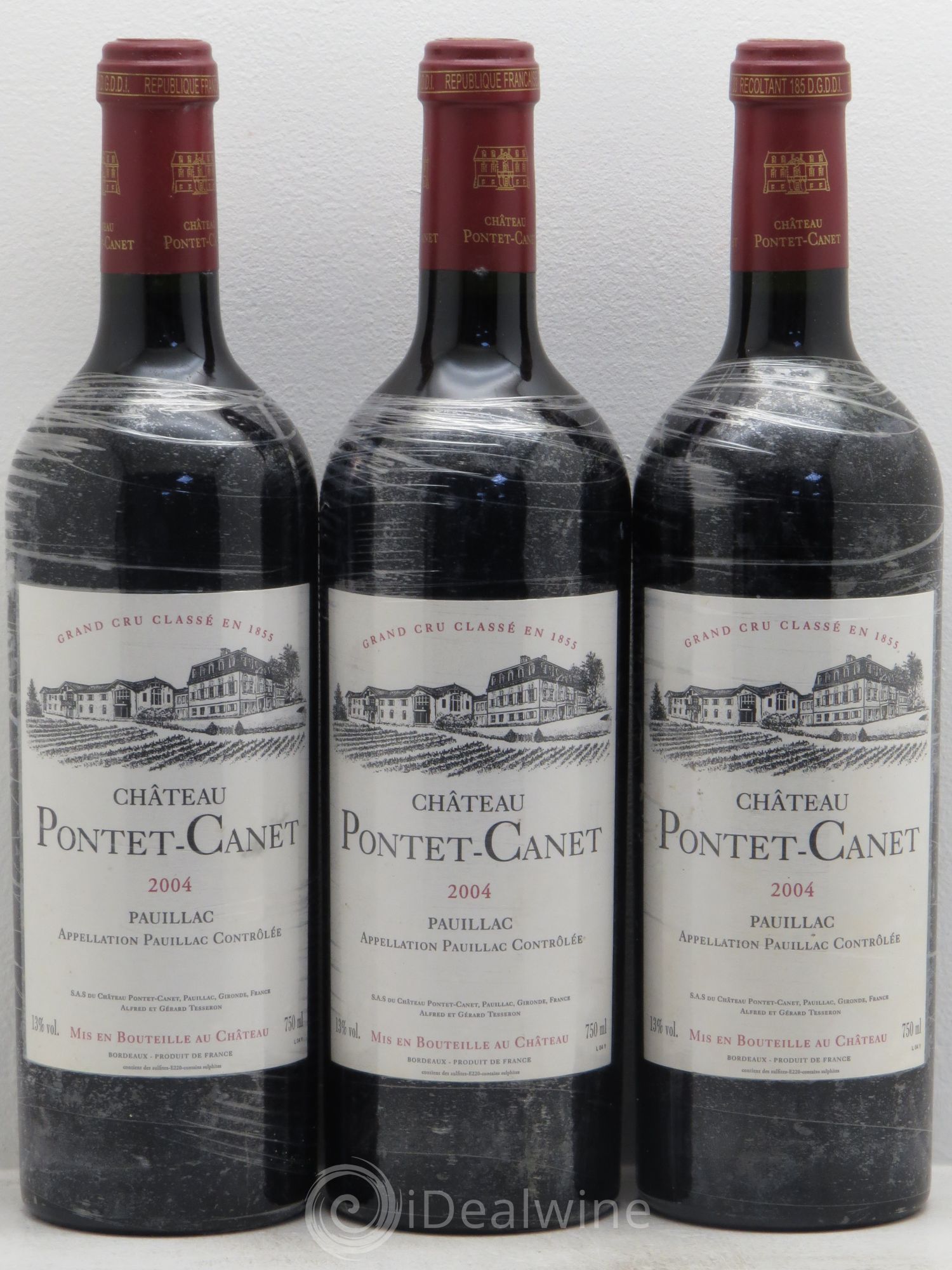 Château Pontet Canet 5ème Grand Cru Classé 2004 - Lot de 3 bouteilles - 0