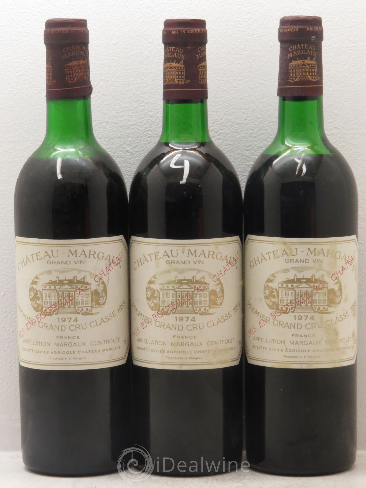 Château Margaux 1er Grand Cru Classé 1974 - Lot de 3 bouteilles - 0