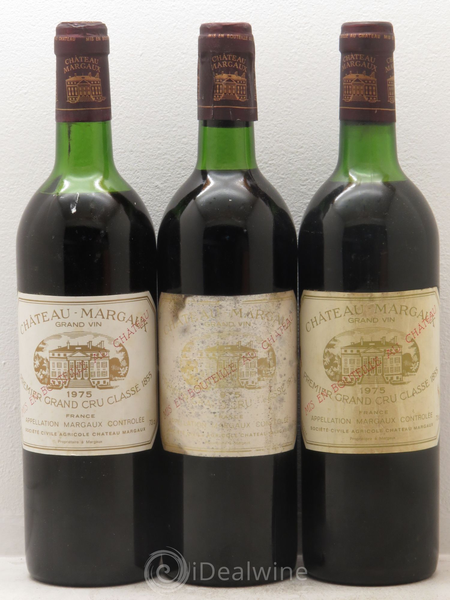Château Margaux 1er Grand Cru Classé 1975 - Lot de 3 bouteilles - 0