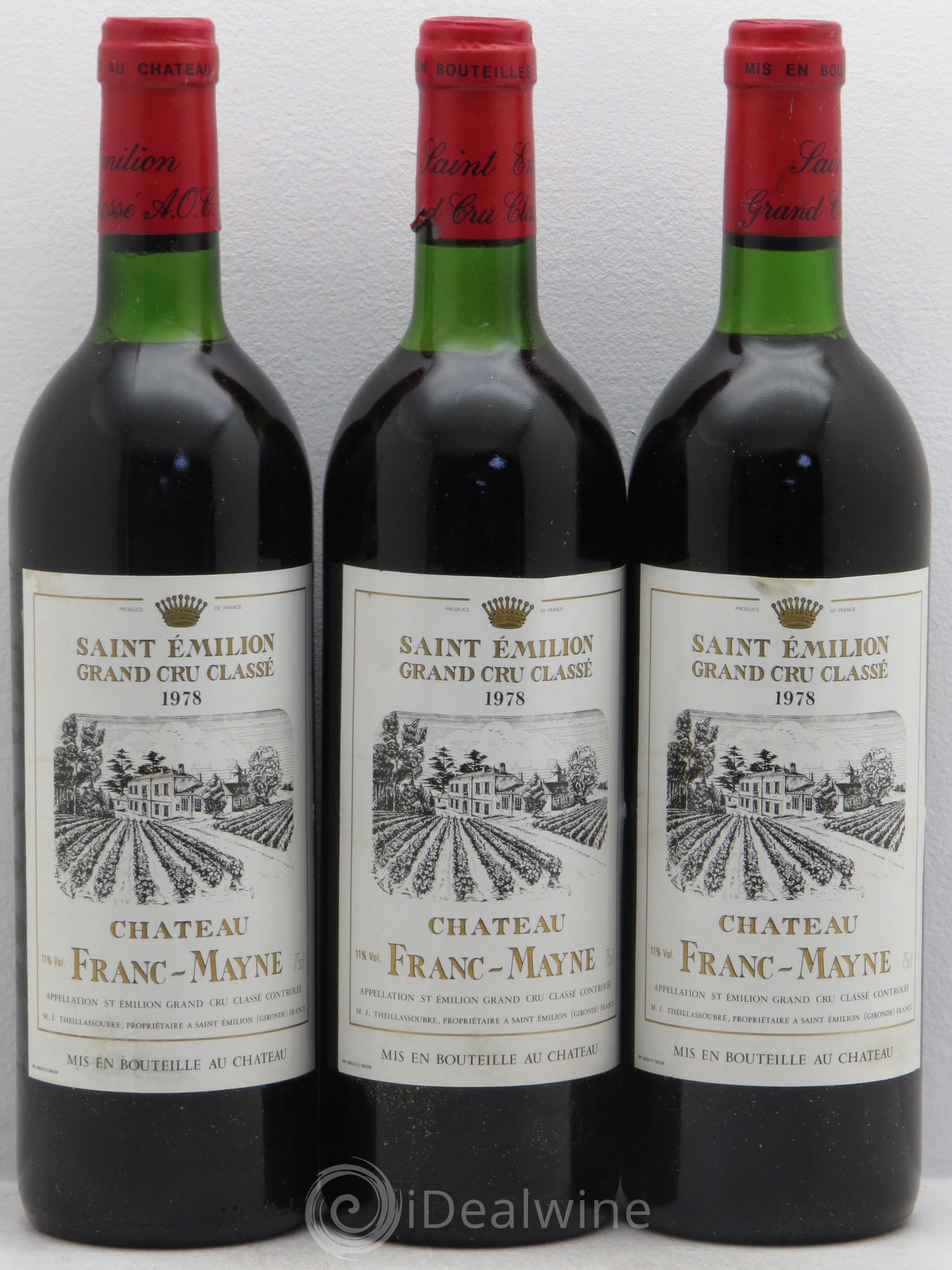 Château Franc Mayne Grand Cru Classé 1978 - Lot de 3 bouteilles - 0