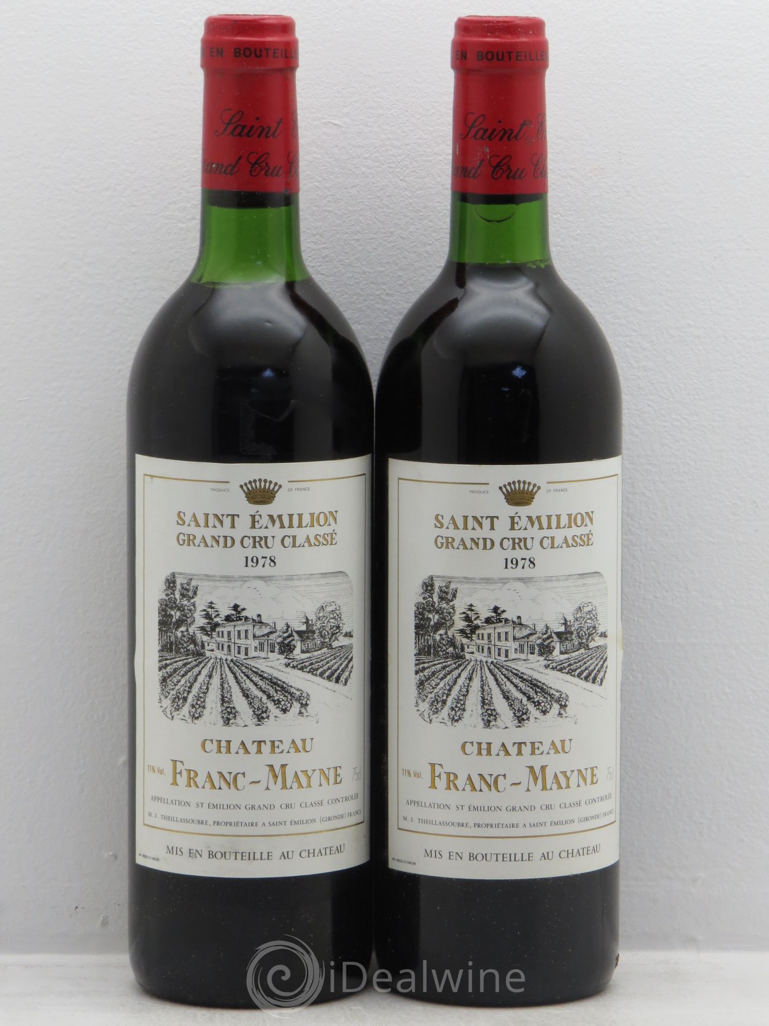 Château Franc Mayne Grand Cru Classé 1978 - Lot de 2 bouteilles - 0