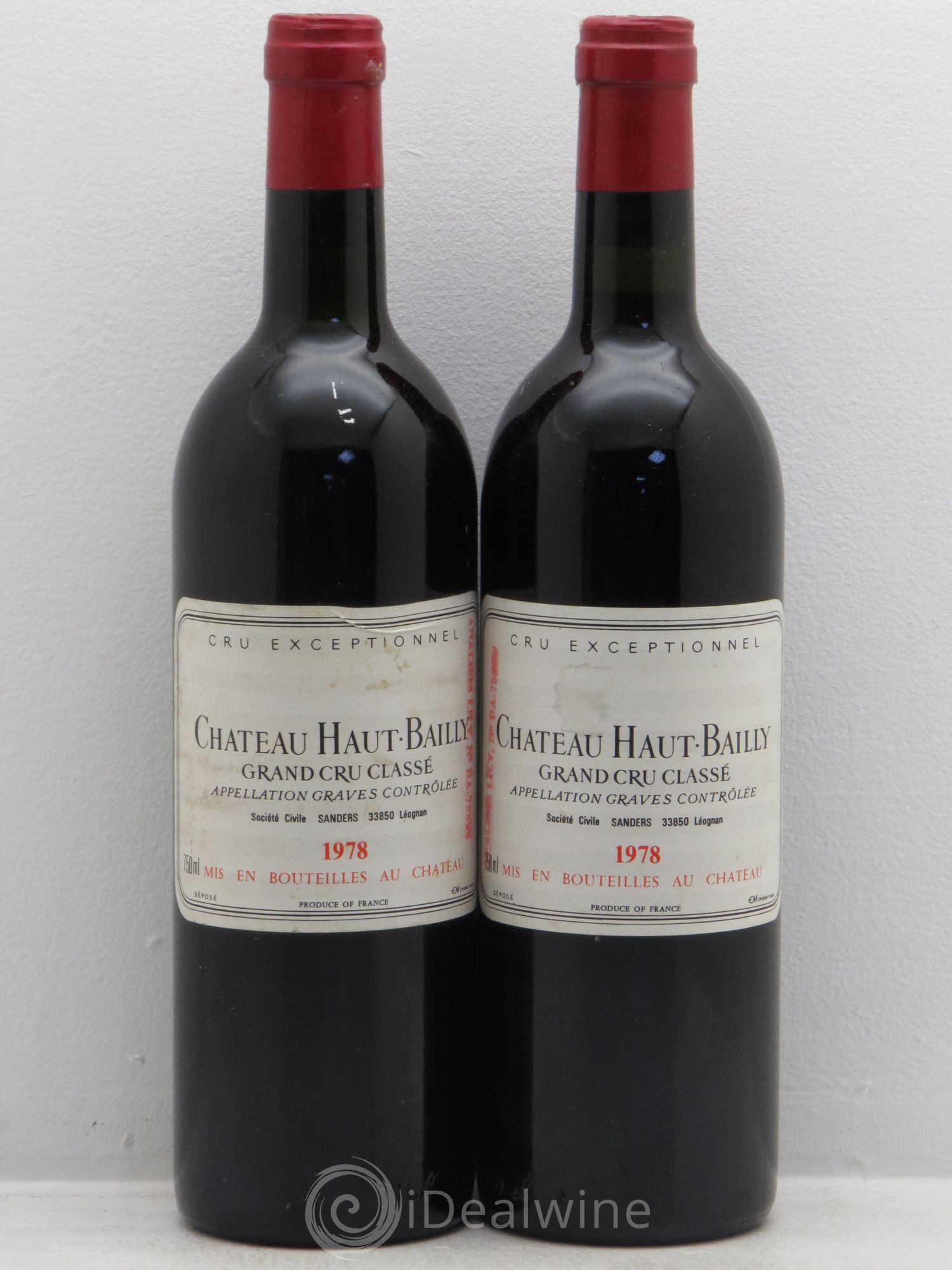 Château Haut-Bailly Cru Classé de Graves 1978 - Lot de 2 bouteilles - 0