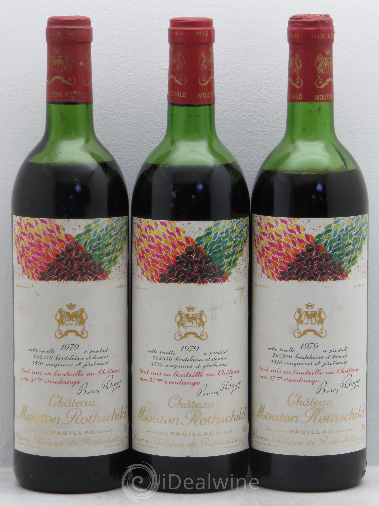 Château Mouton Rothschild 1er Grand Cru Classé 1979 - Lot de 3 bouteilles - 0