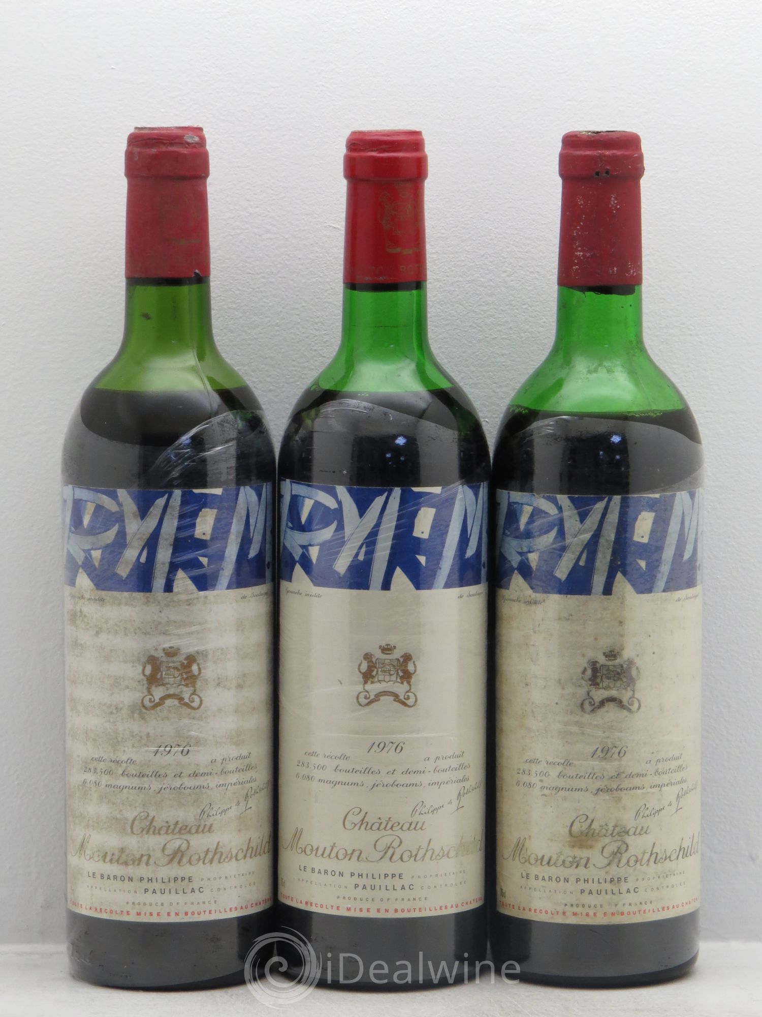 Château Mouton Rothschild 1er Grand Cru Classé 1976 - Lot de 3 bouteilles - 0
