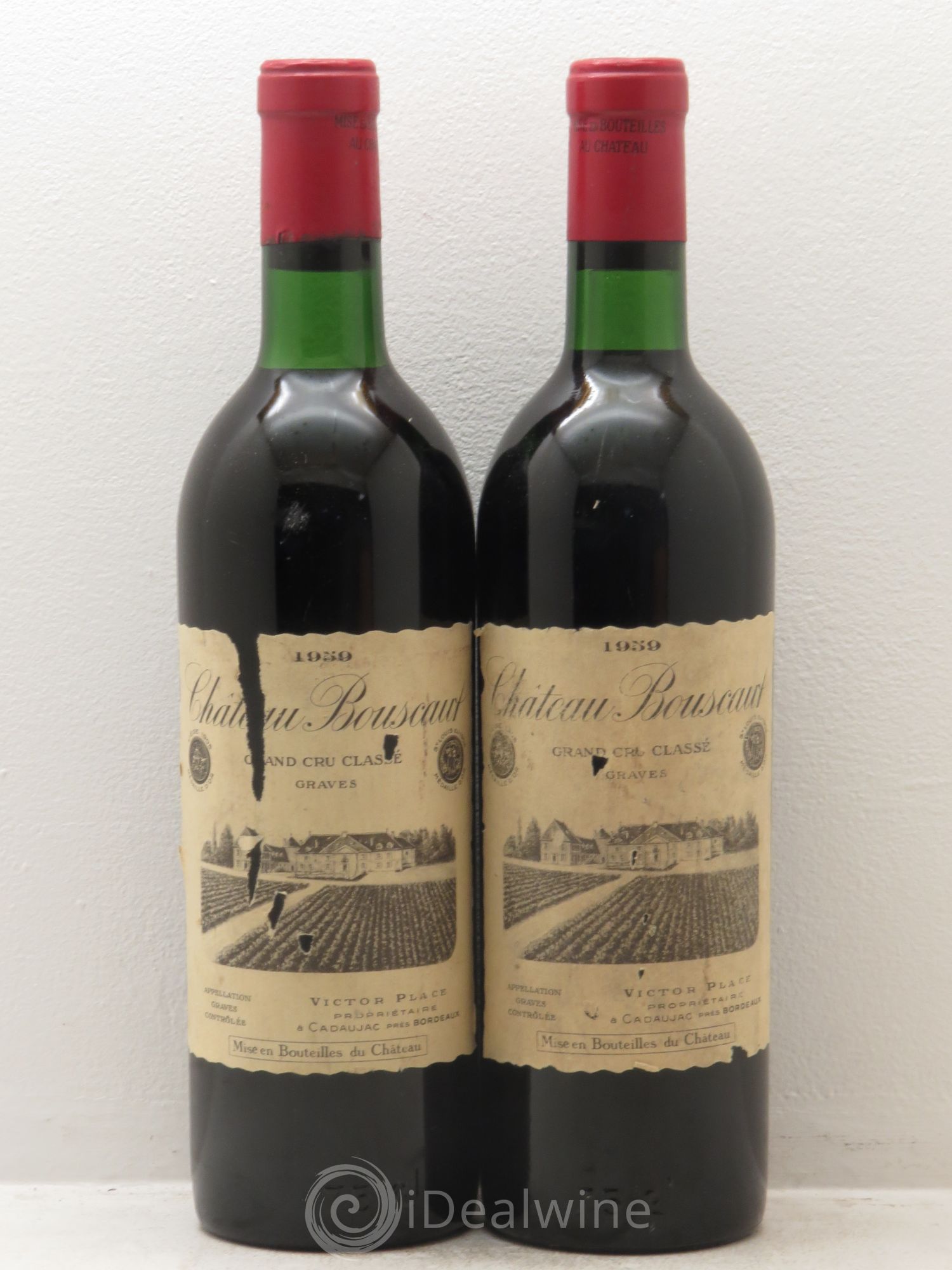 Château Bouscaut Cru Classé de Graves 1959 - Lot de 2 bouteilles - 0