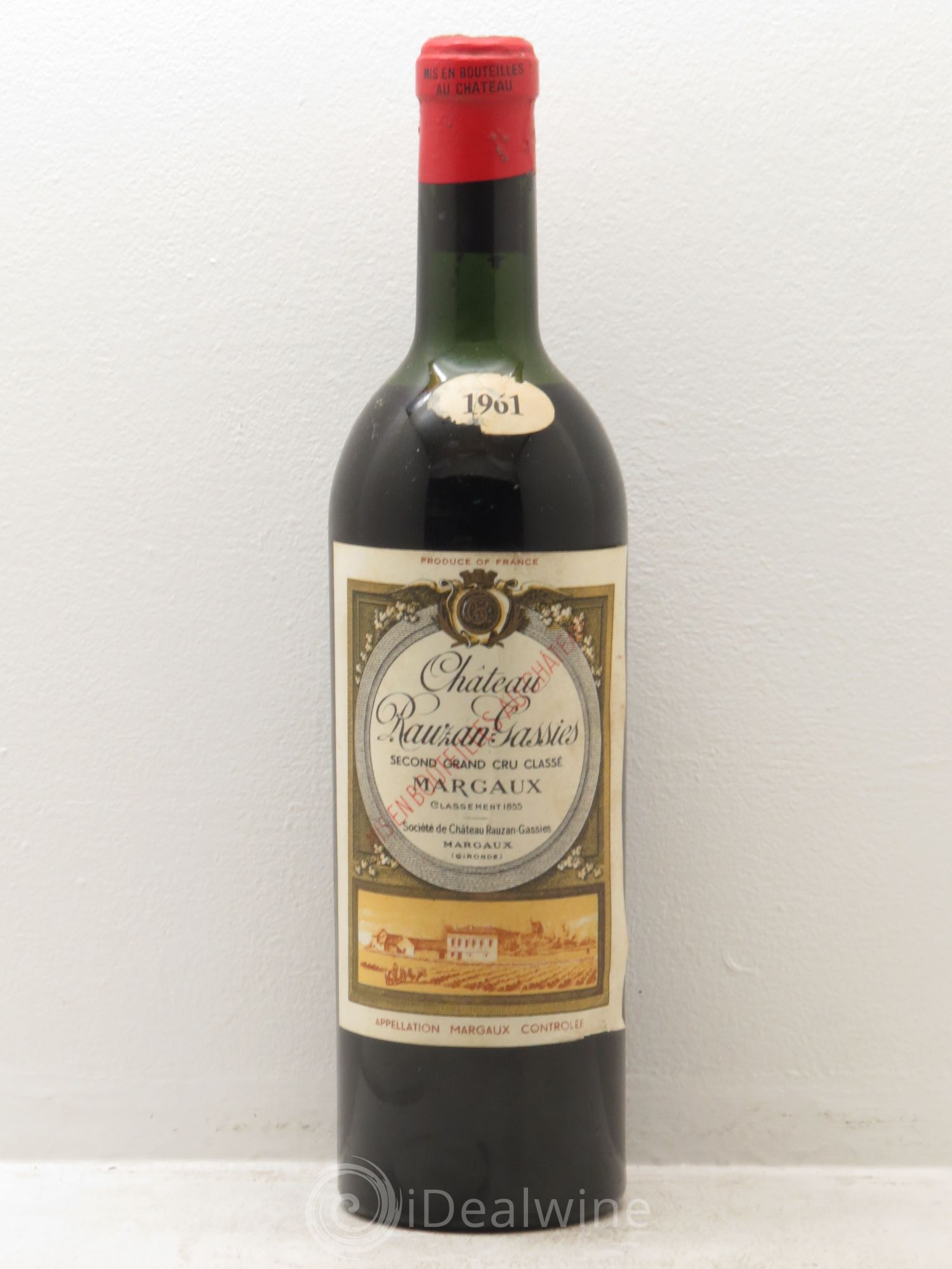 Château Rauzan-Gassies 2ème Grand Cru Classé 1961 - Lot de 1 bouteille - 0