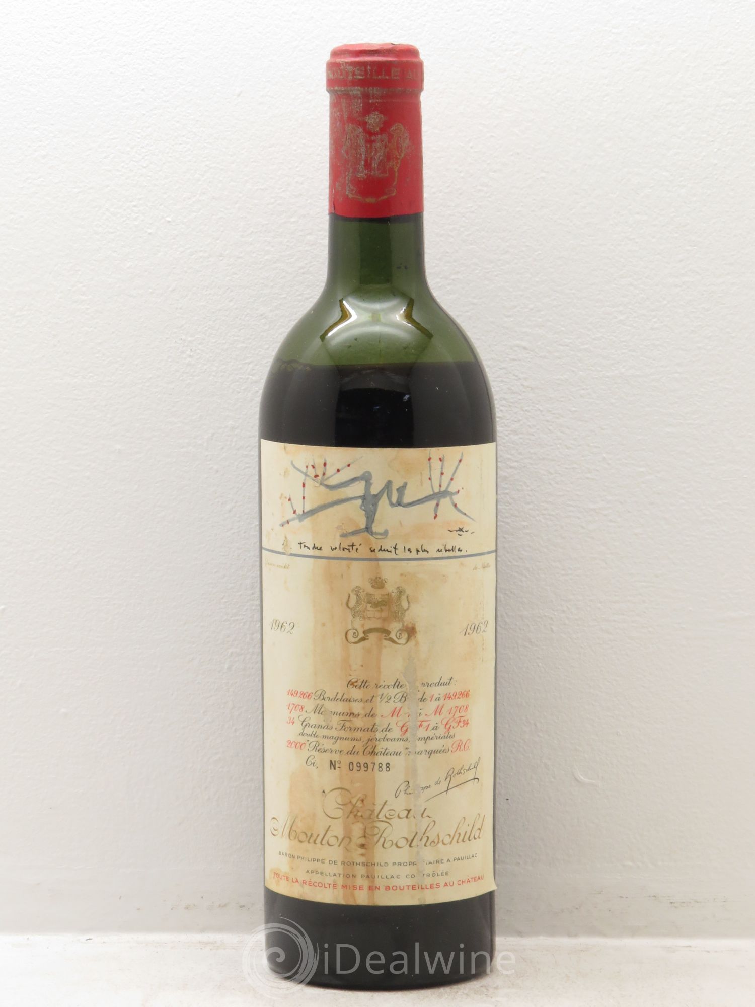 Château Mouton Rothschild 1er Grand Cru Classé 1962 - Lot de 1 bouteille - 0