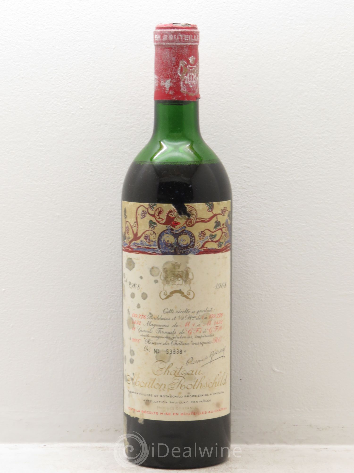 Château Mouton Rothschild 1er Grand Cru Classé 1968 - Lot de 1 bouteille - 0