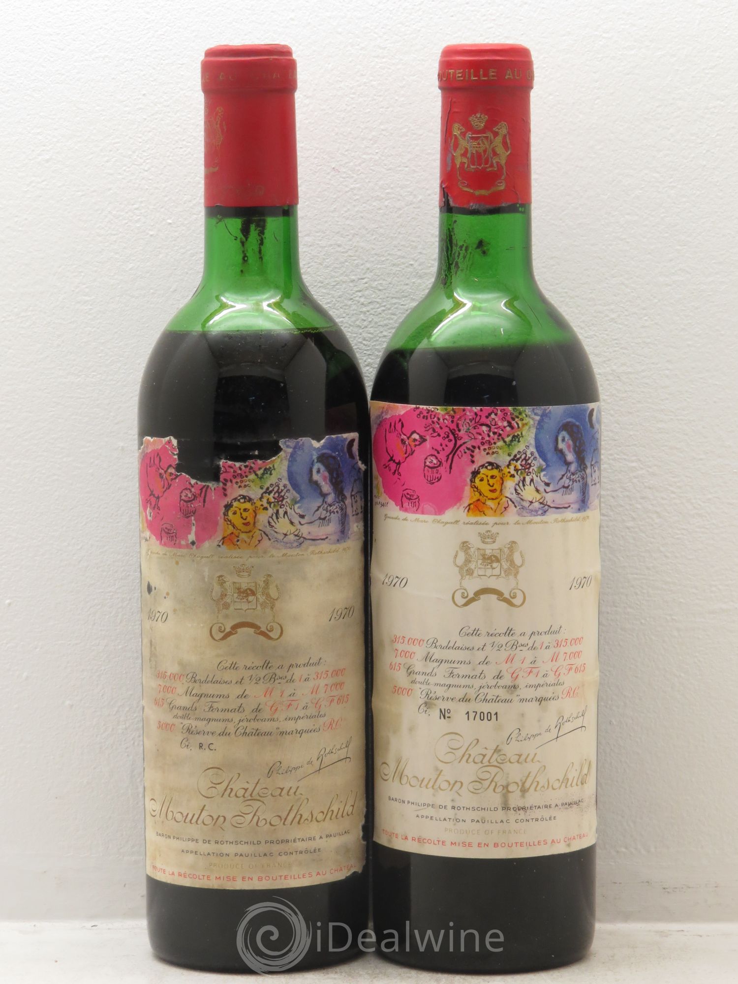 Château Mouton Rothschild 1er Grand Cru Classé 1970 - Lot de 2 bouteilles - 0