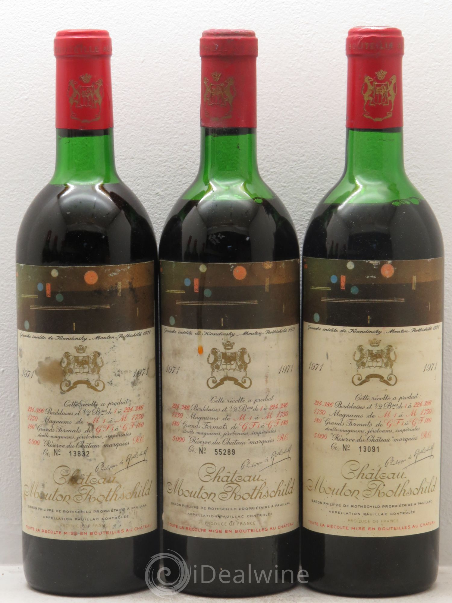 Château Mouton Rothschild 1er Grand Cru Classé 1971 - Lot de 6 bouteilles - 1