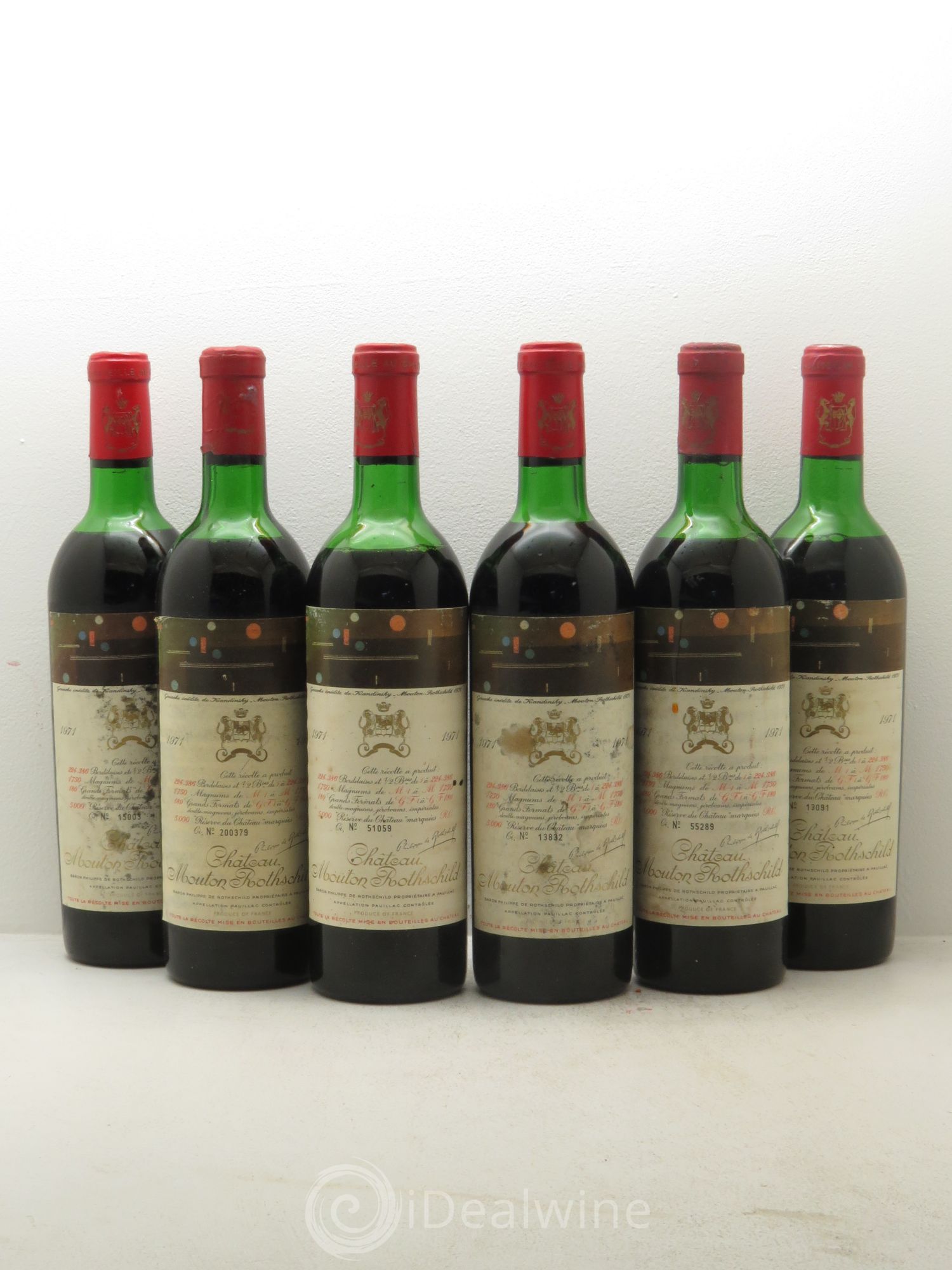 Château Mouton Rothschild 1er Grand Cru Classé 1971 - Lot de 6 bouteilles - 0