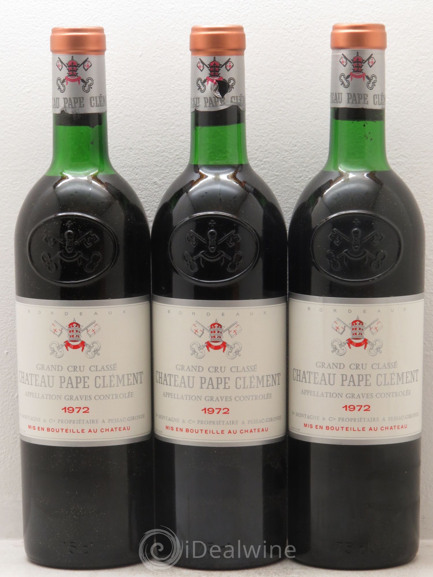 Château Pape Clément Cru Classé de Graves 1972 - Lot de 3 bouteilles - 0