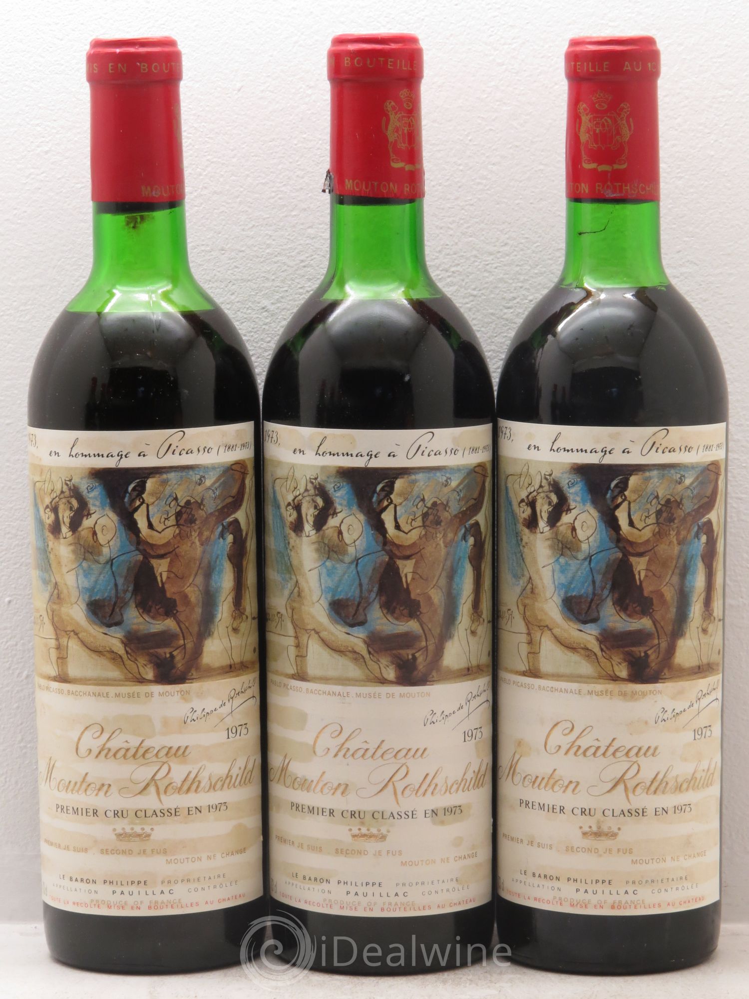 Château Mouton Rothschild 1er Grand Cru Classé 1973 - Lot de 6 bouteilles - 1