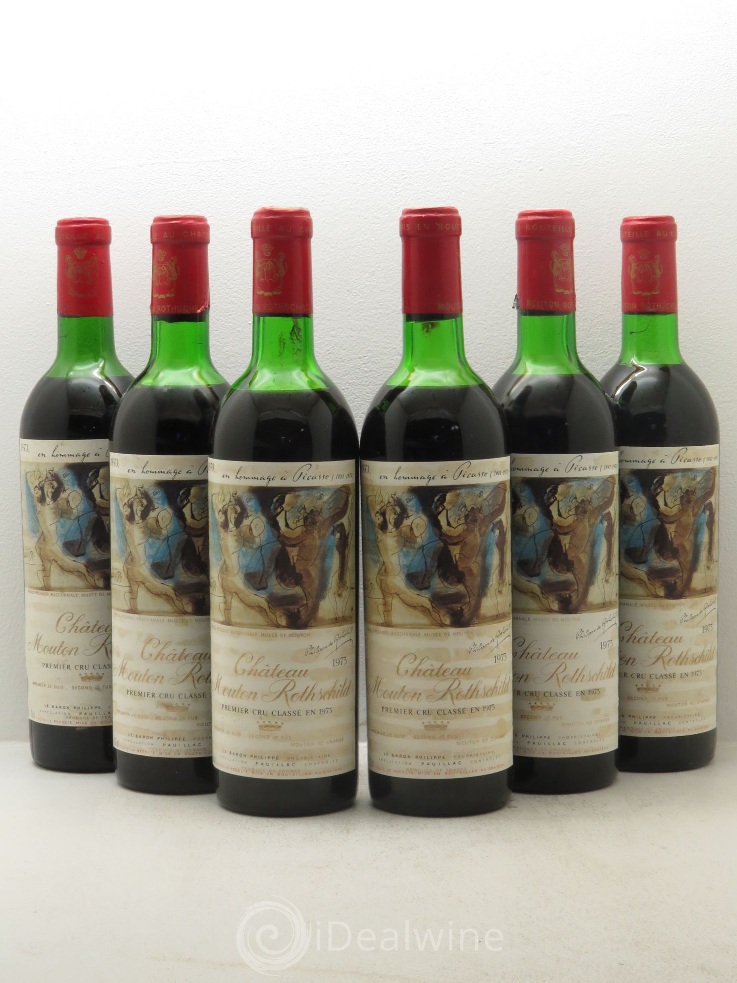 Château Mouton Rothschild 1er Grand Cru Classé 1973 - Lot de 6 bouteilles - 0