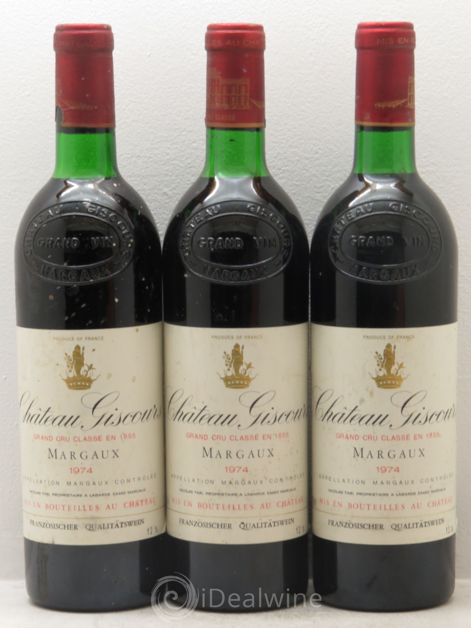 Château Giscours 3ème Grand Cru Classé 1974 - Lot de 3 bouteilles - 0