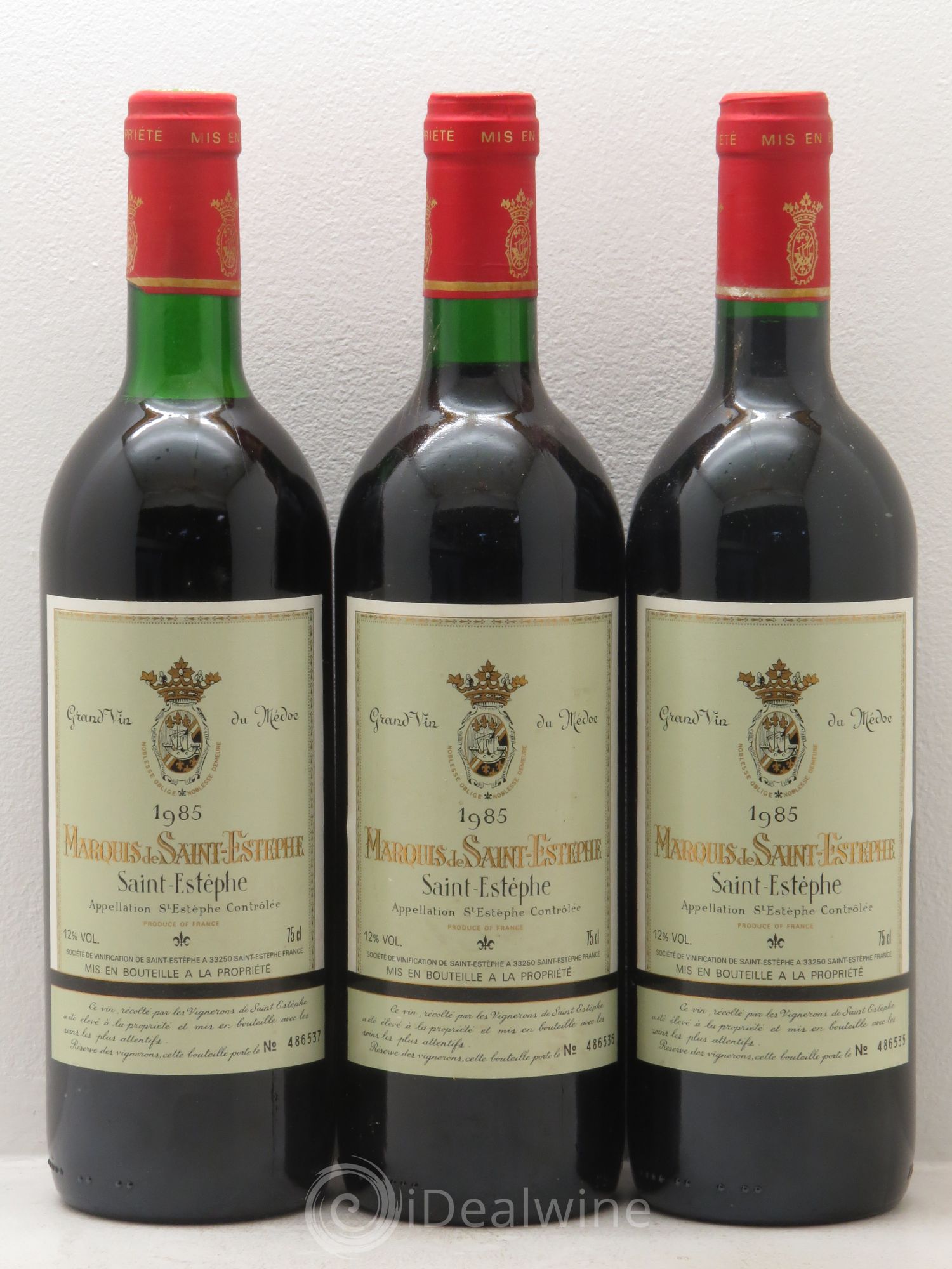 Marquis de Saint Estèphe 1985 - Lot de 3 bouteilles - 0