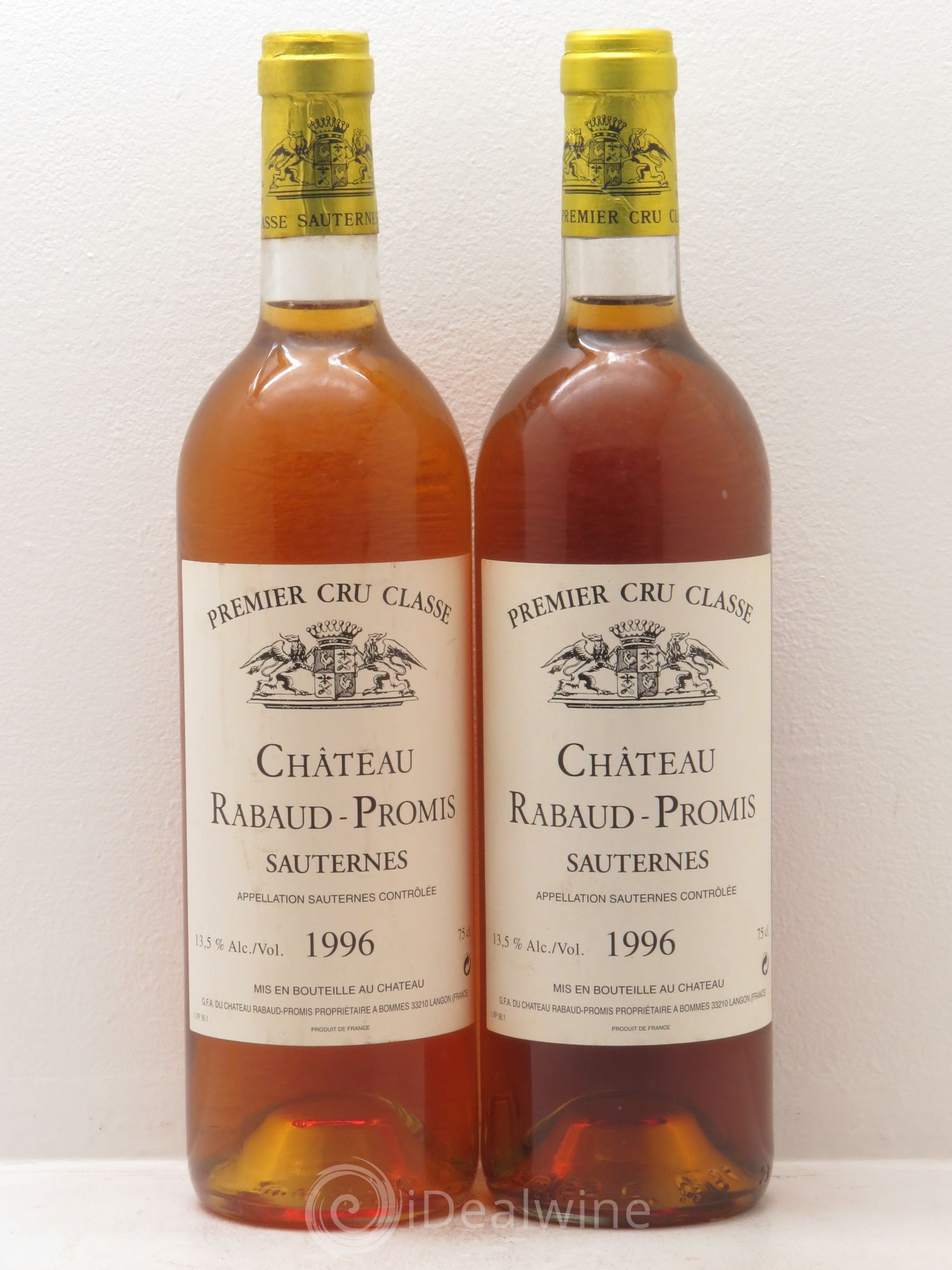 Château Rabaud Promis 1er Grand Cru Classé 1996 - Lotto di 2 bottiglie - 0